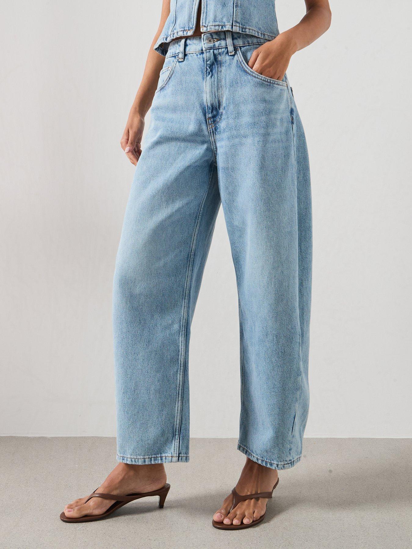 Mango Balloon Co-ord Crop Jeans - Blue