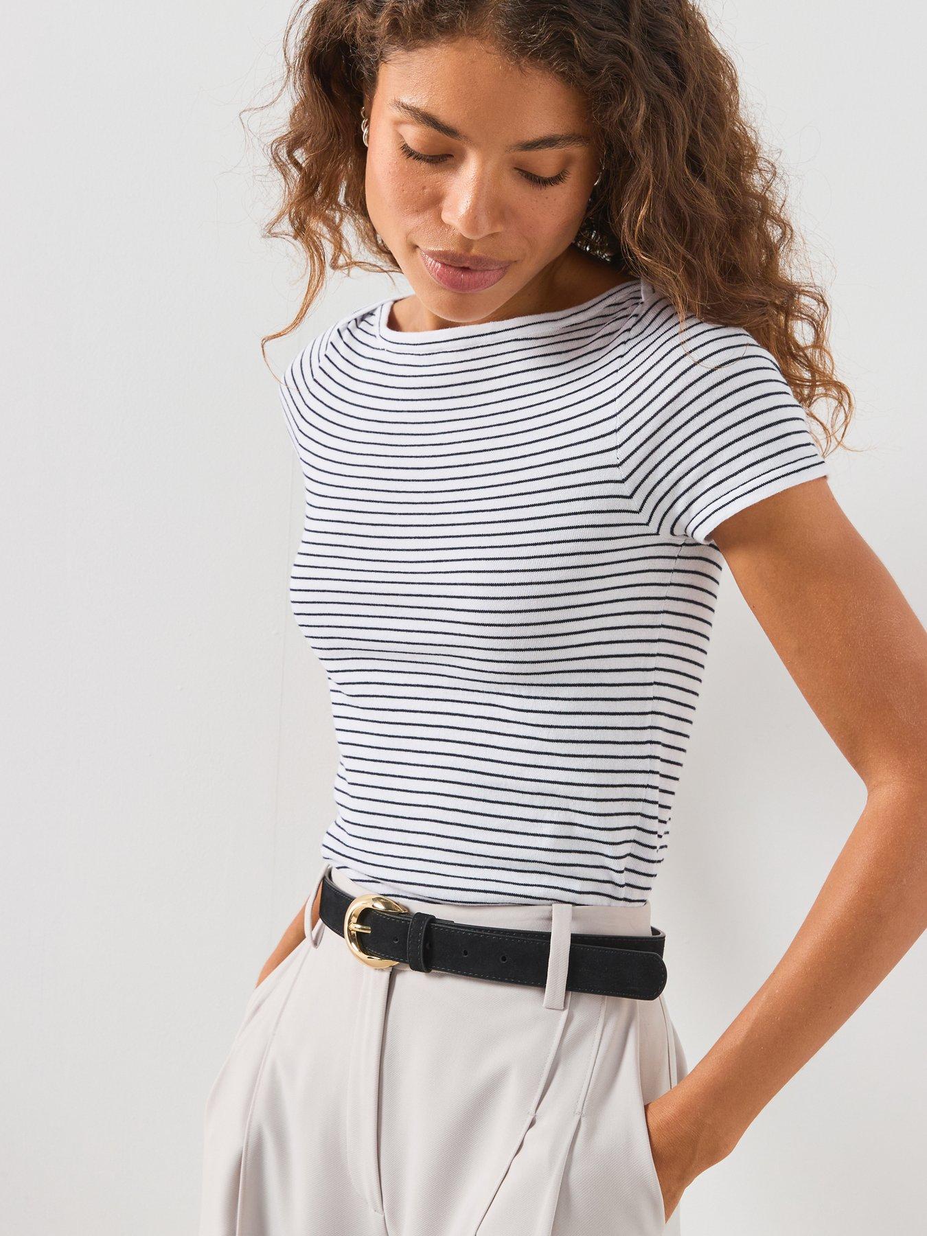 Image 6 of 6 of Mango Short Sleeve Fine Knit Sweater - Blue