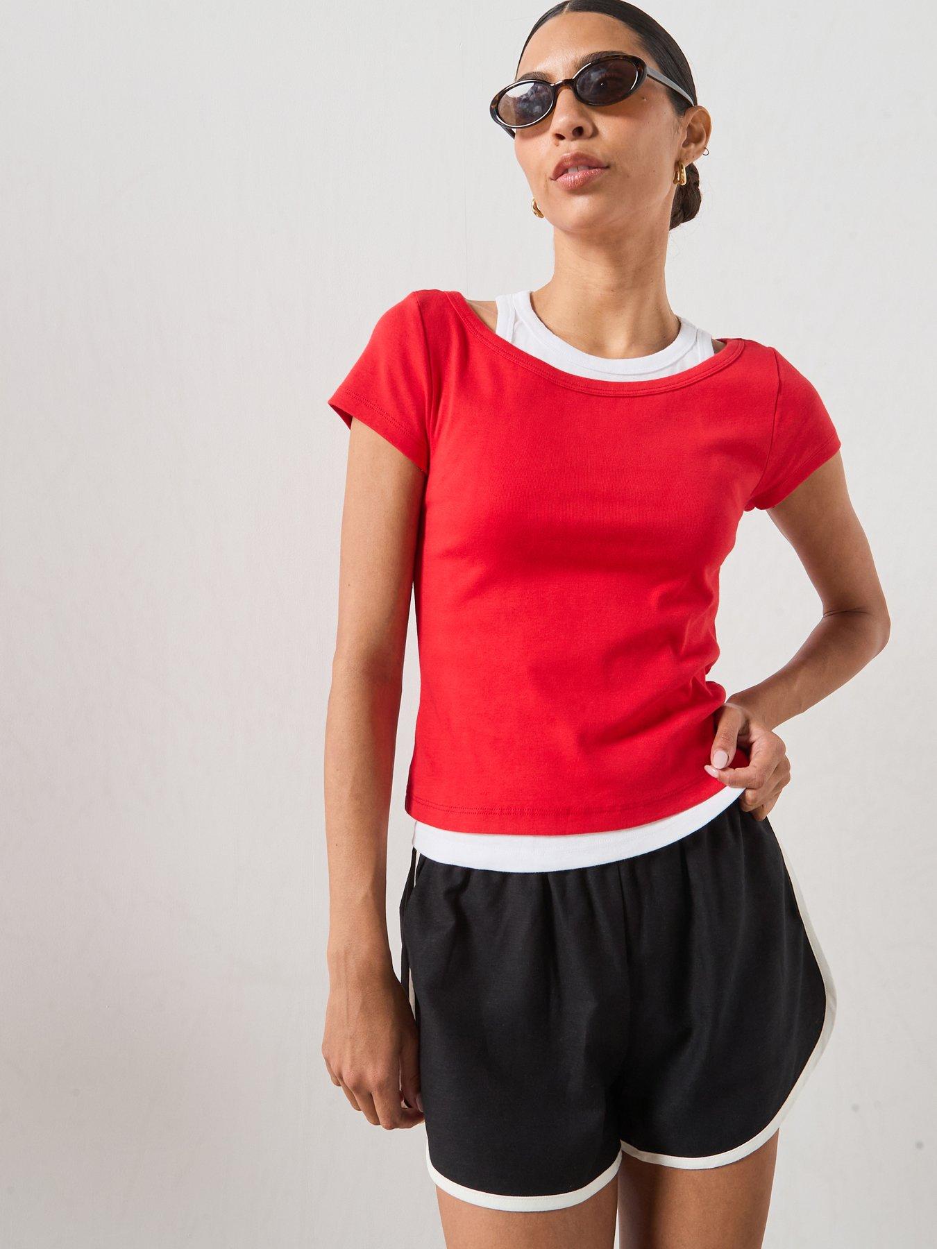 Mango Two Tone Contrast T-shirt - Red