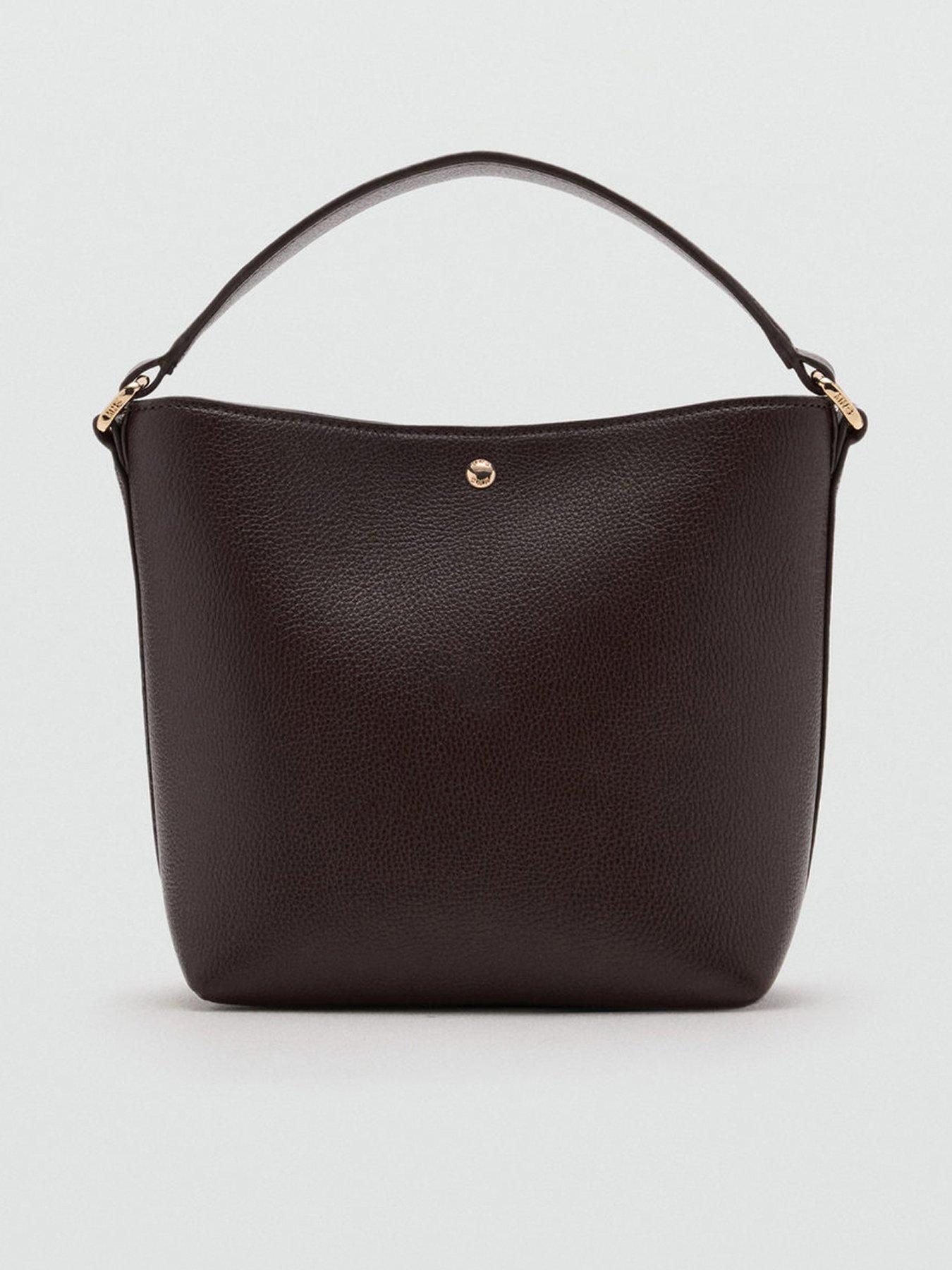 Image 1 of 5 of Mango Faux-Leather Bucket Handbag - Brown
