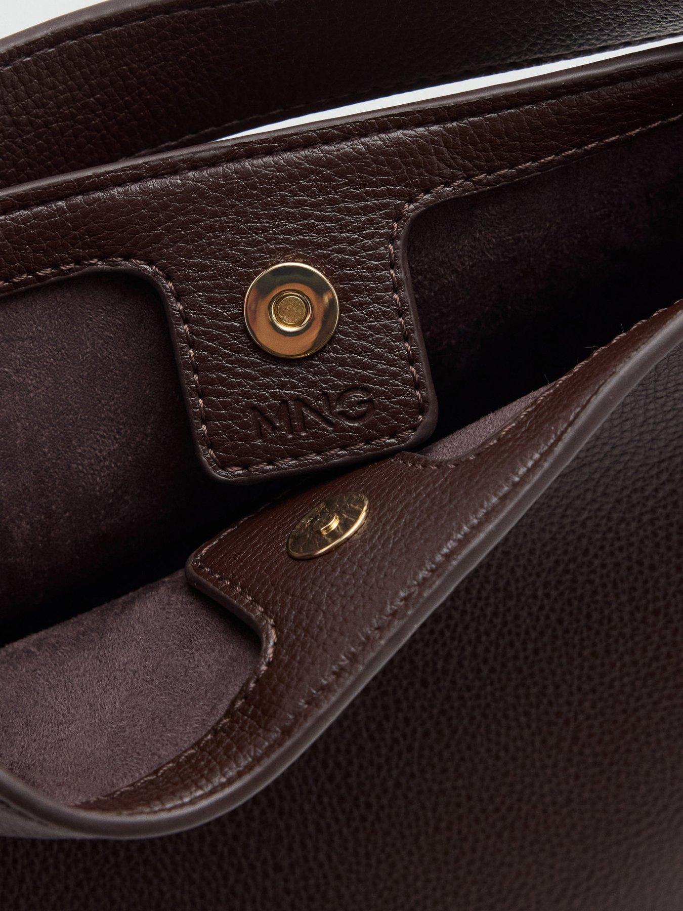 Image 3 of 5 of Mango Faux-Leather Bucket Handbag - Brown