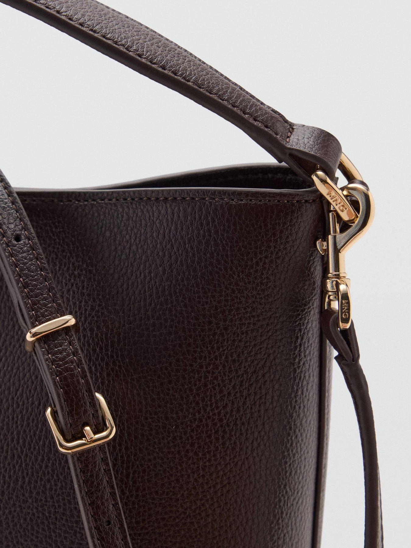 Image 4 of 5 of Mango Faux-Leather Bucket Handbag - Brown