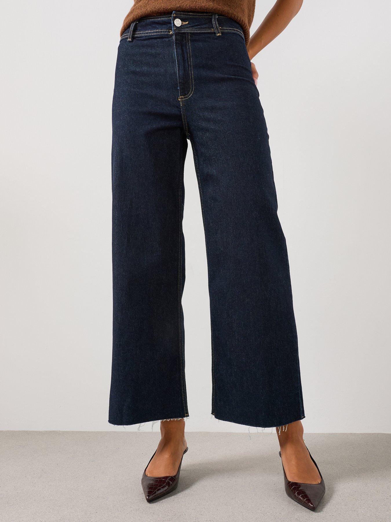 Image 3 of 6 of Mango Women's High-Rise Culotte Jeans - Blue