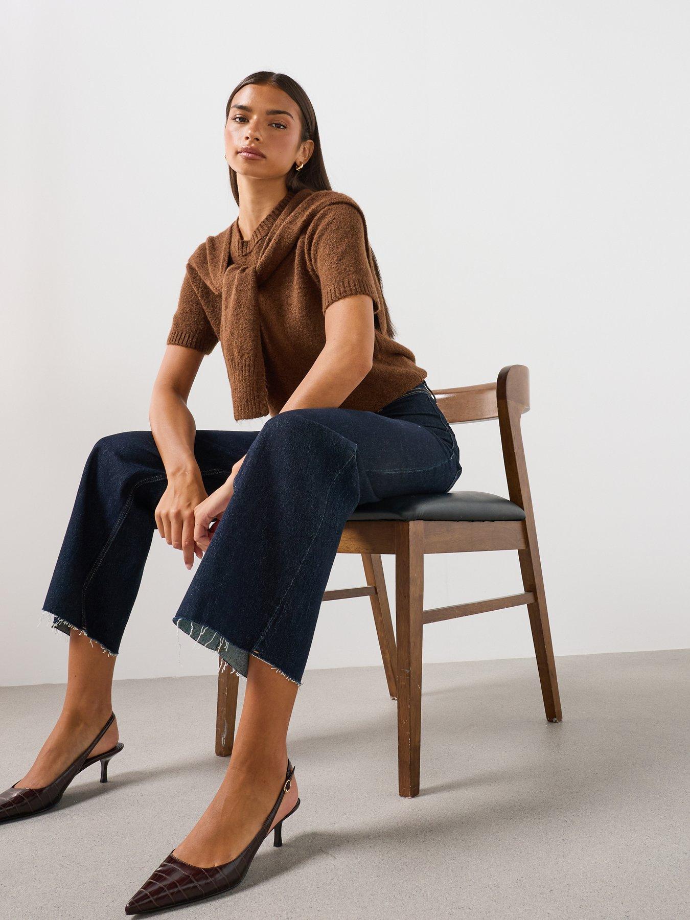 Image 4 of 6 of Mango Women's High-Rise Culotte Jeans - Blue