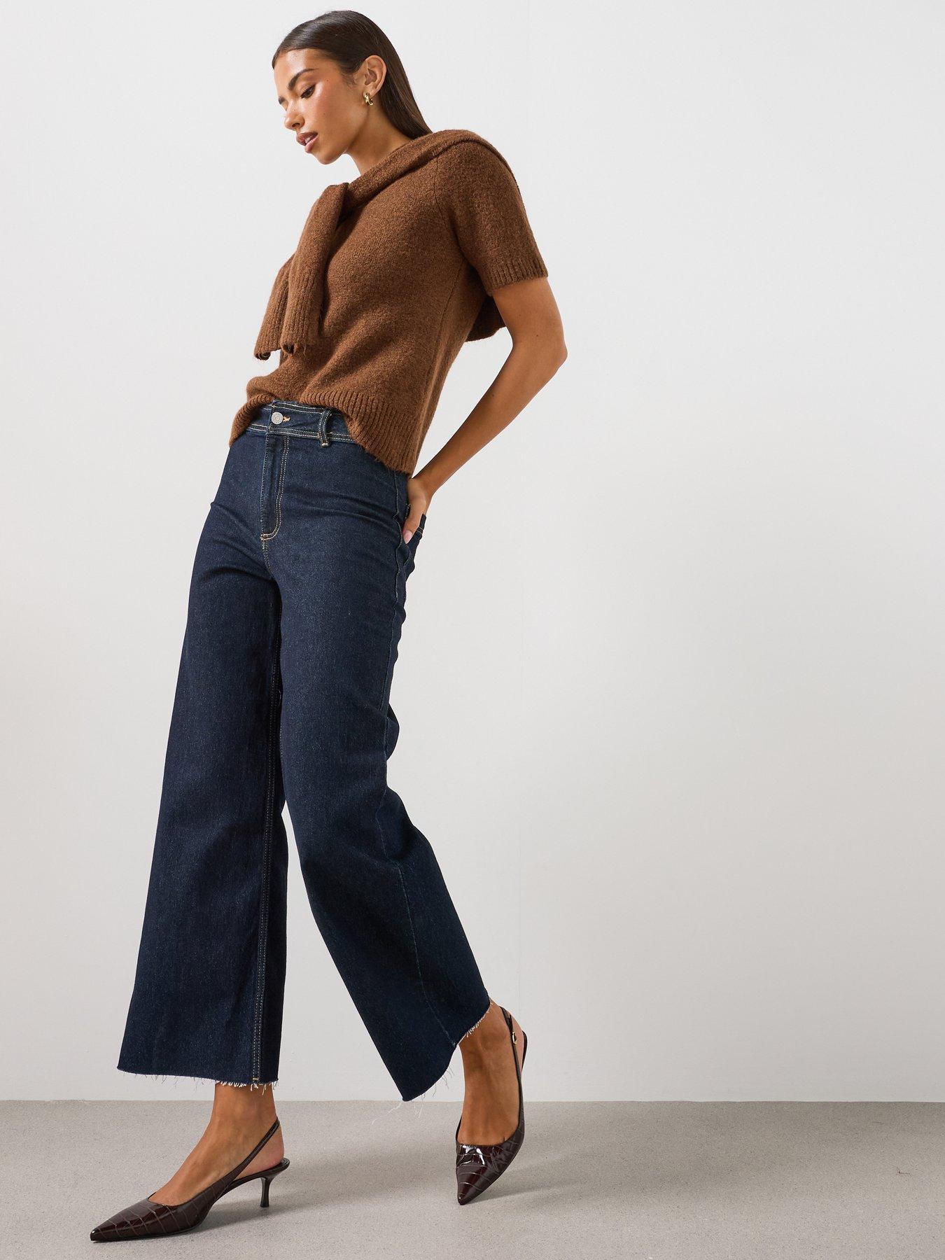 Image 5 of 6 of Mango Women's High-Rise Culotte Jeans - Blue