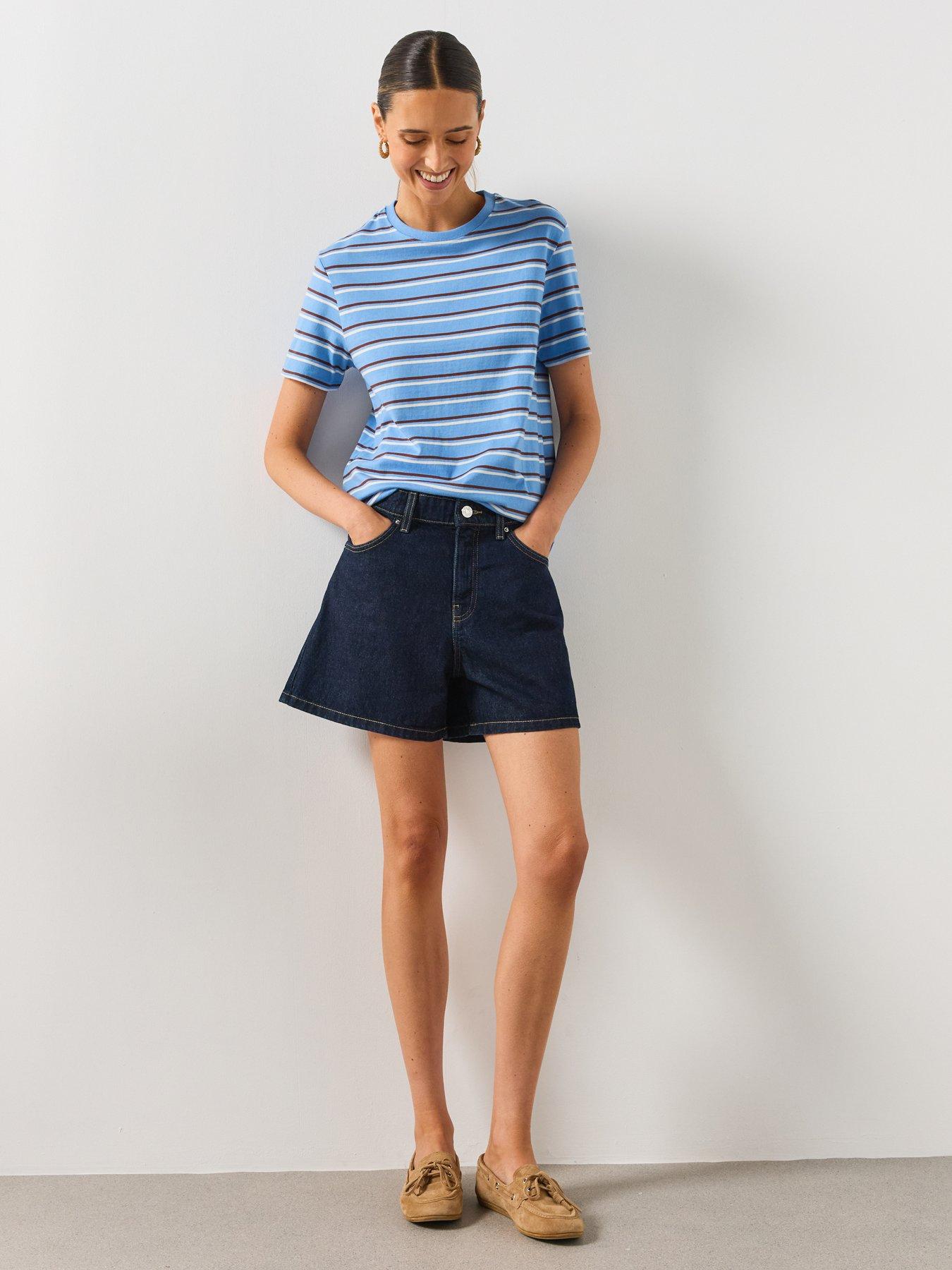 Image 3 of 6 of Mango Striped Cotton T-Shirt - Blue