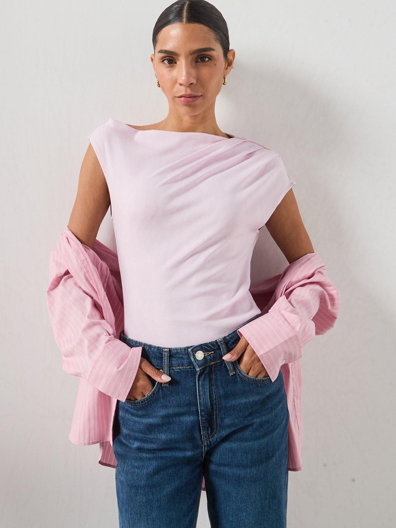 Mango Asymmetrical Ruched T-shirt - Pink