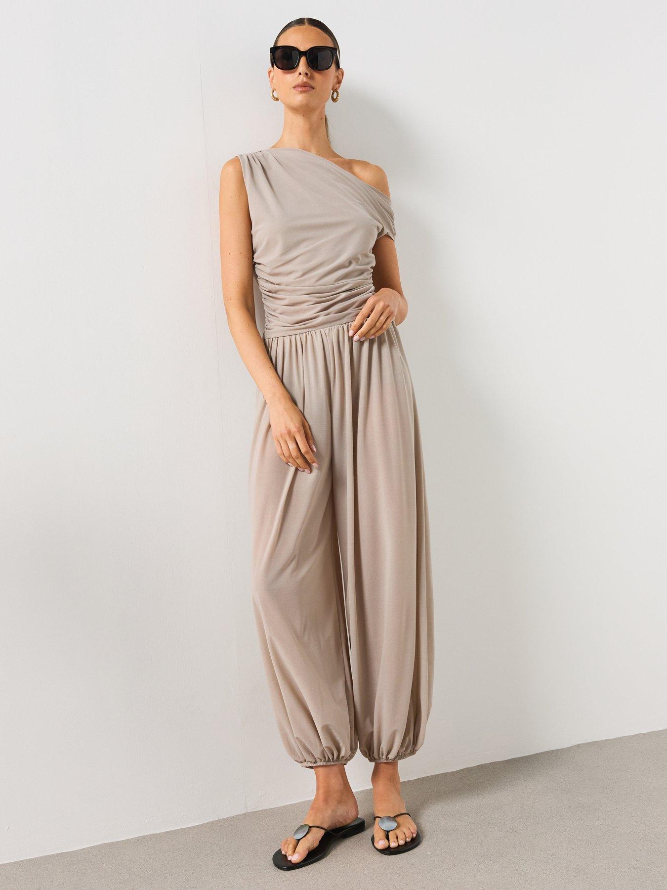 Image 3 of 6 of Mango Asymmetrical Draped Co-Ord Top - Grey