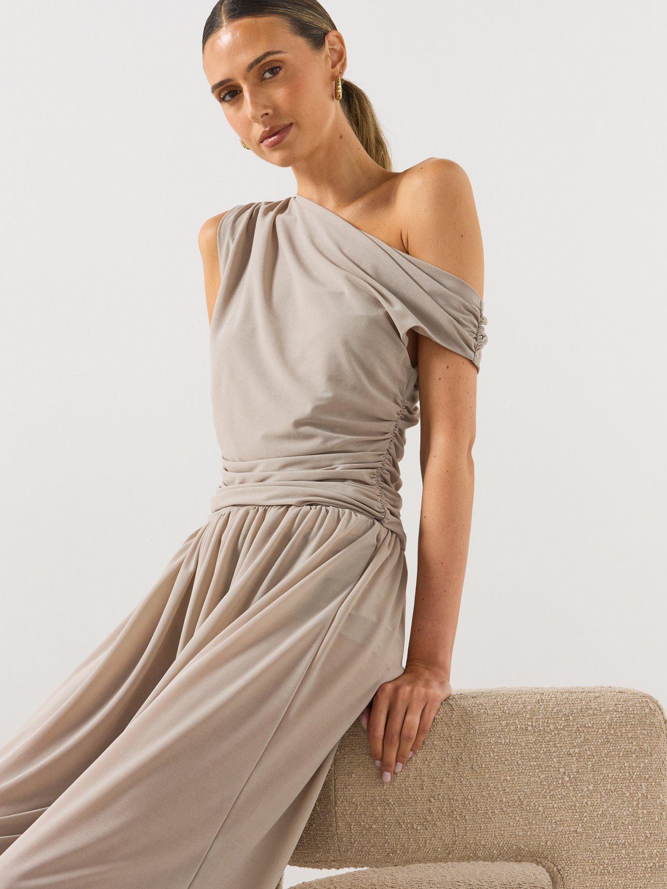Image 5 of 6 of Mango Asymmetrical Draped Co-Ord Top - Grey