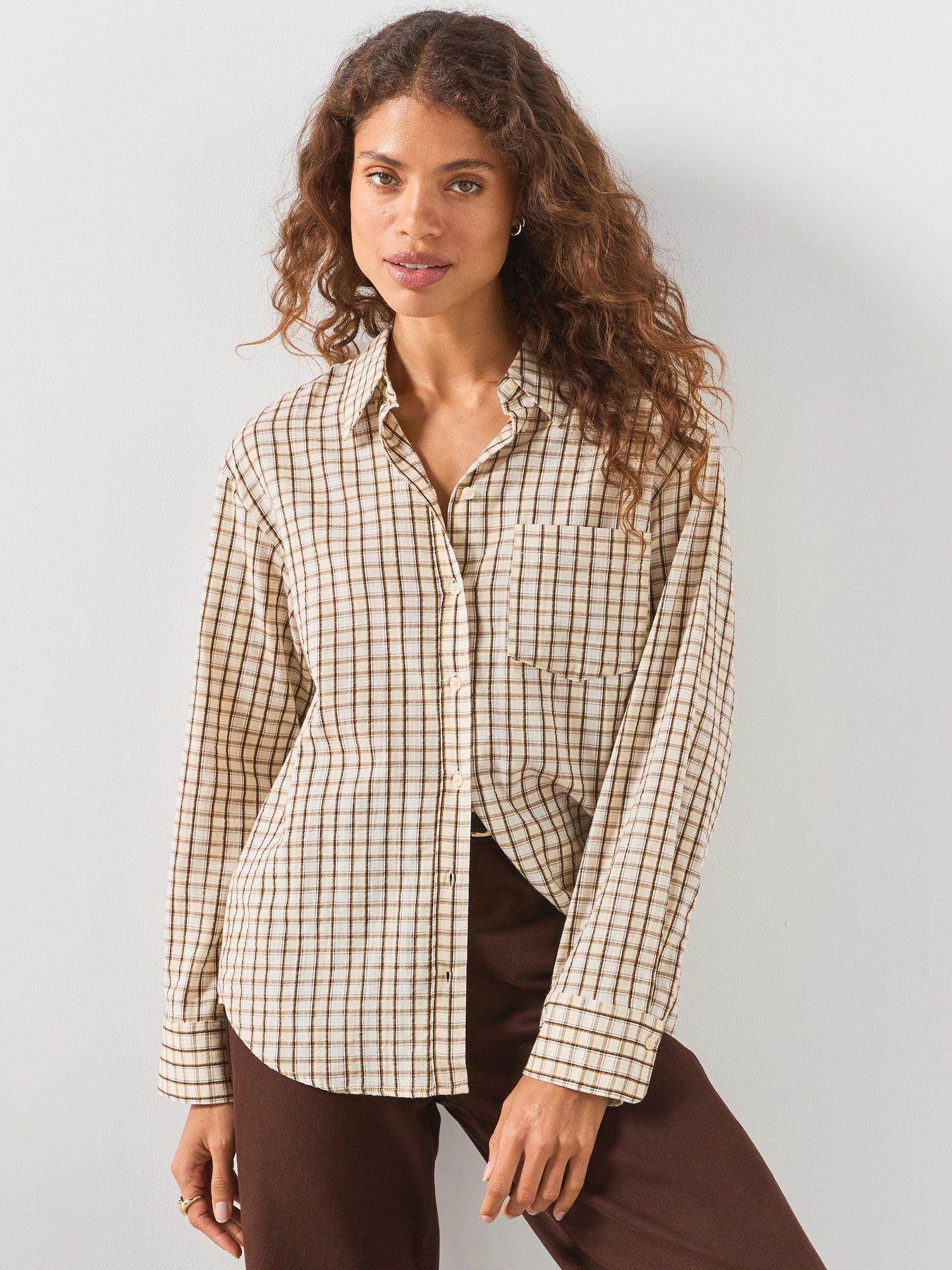 Mango Check Cotton Shirt - Brown