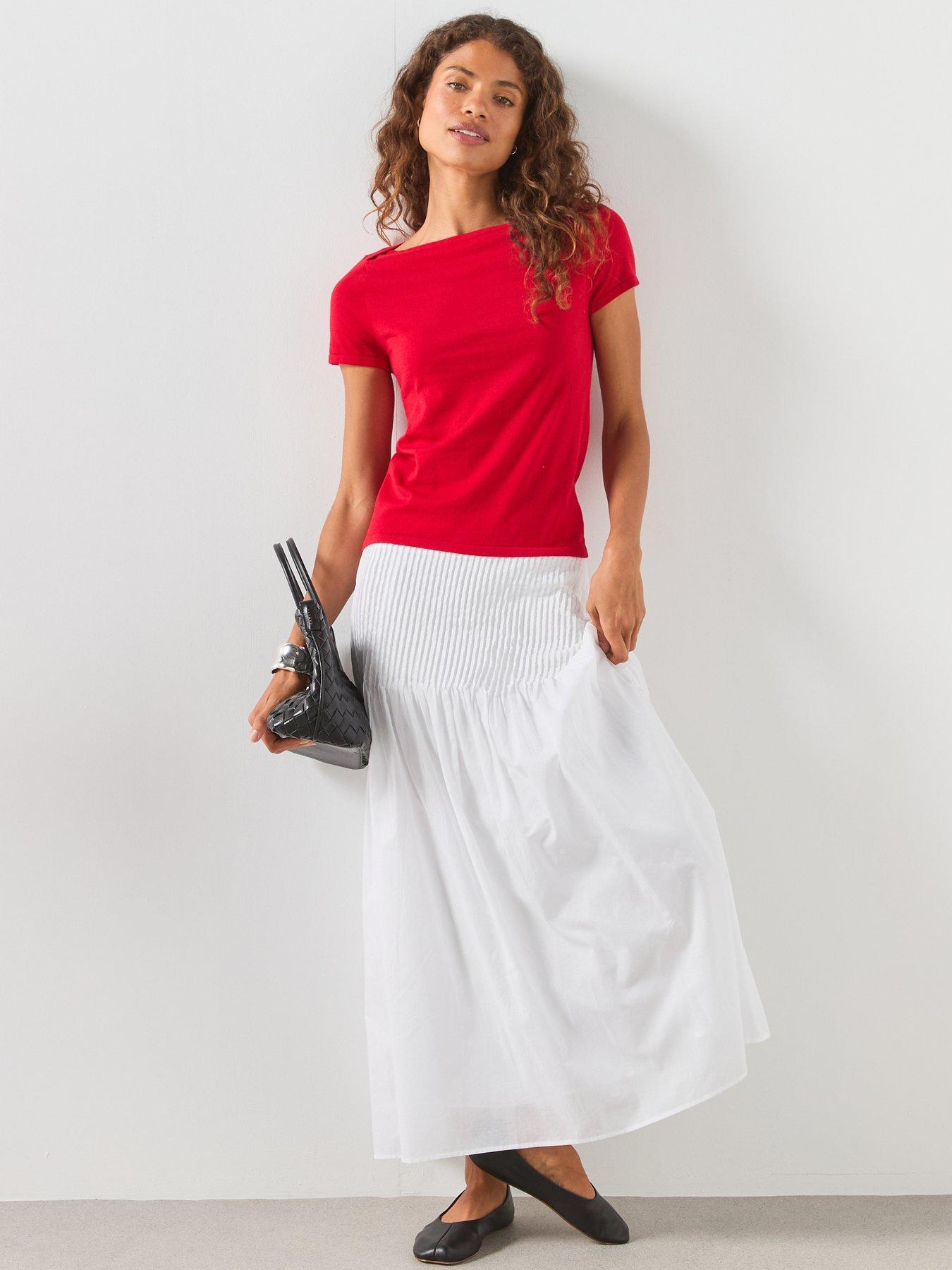 Image 3 of 5 of Mango Short Sleeve Fine Knit Sweater - Red