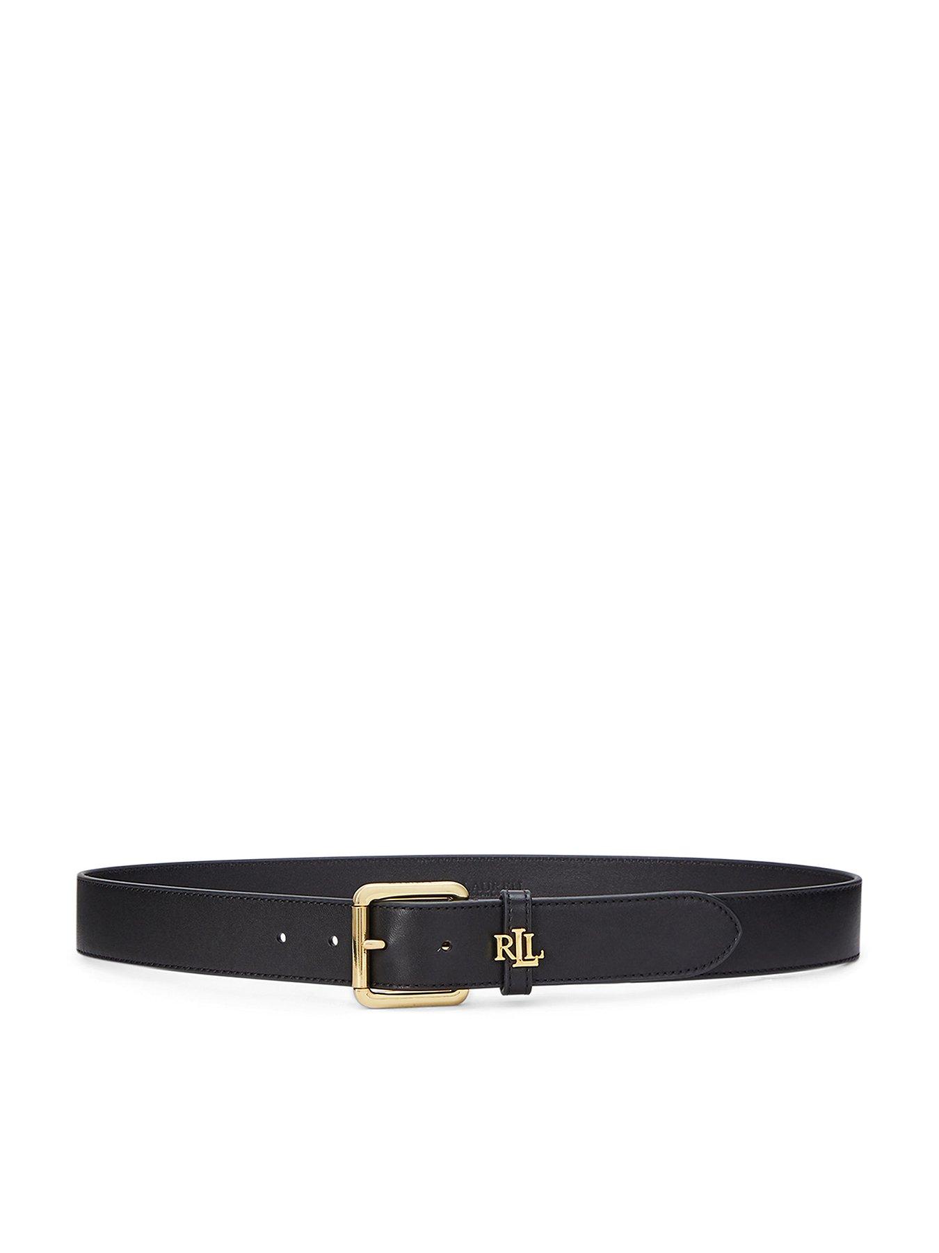 Lauren by Ralph Lauren Medium Keeper Logo Belt - Black