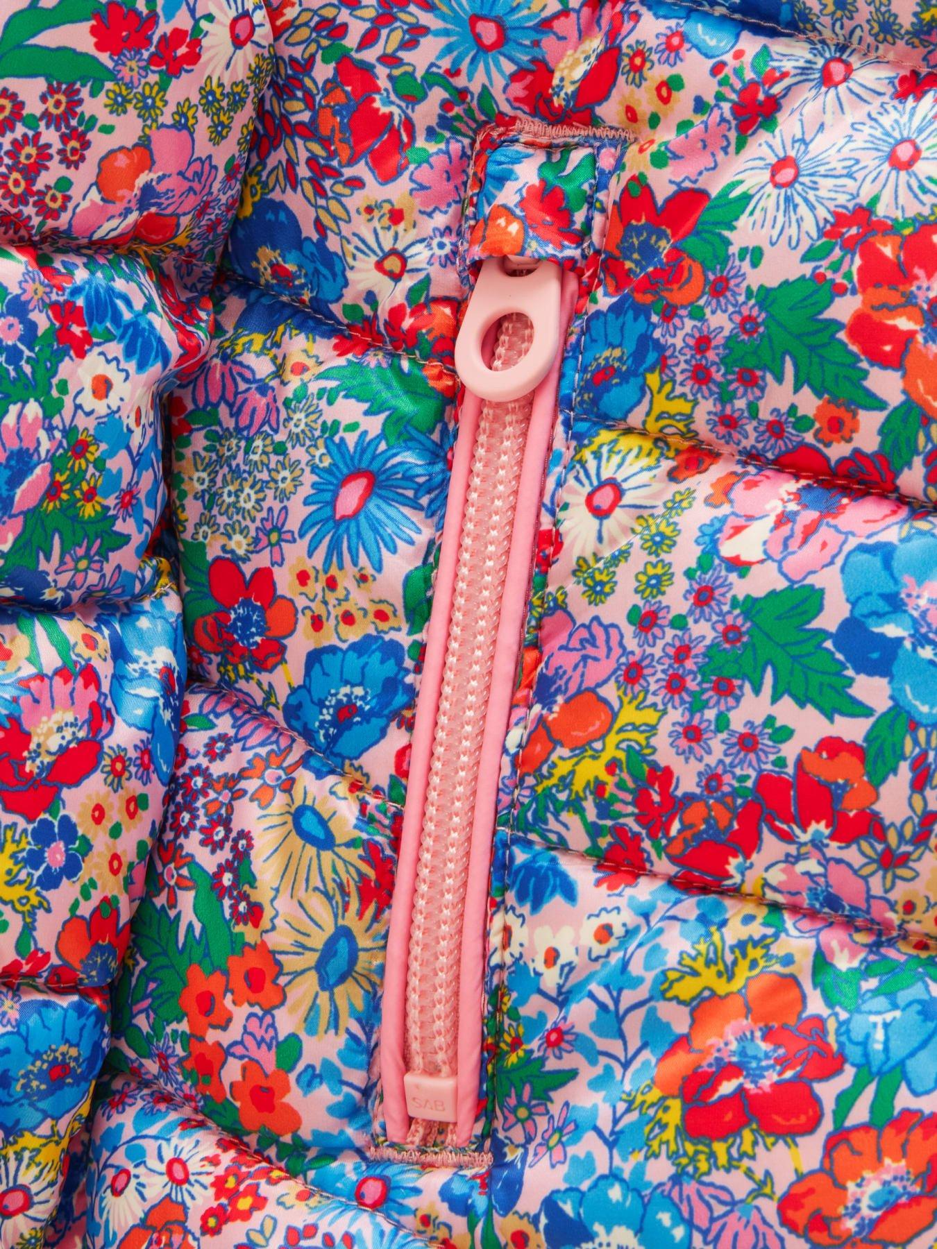 Image 3 of 4 of Joules Girls Cairn Ditsy Floral Padded Coat - Pink