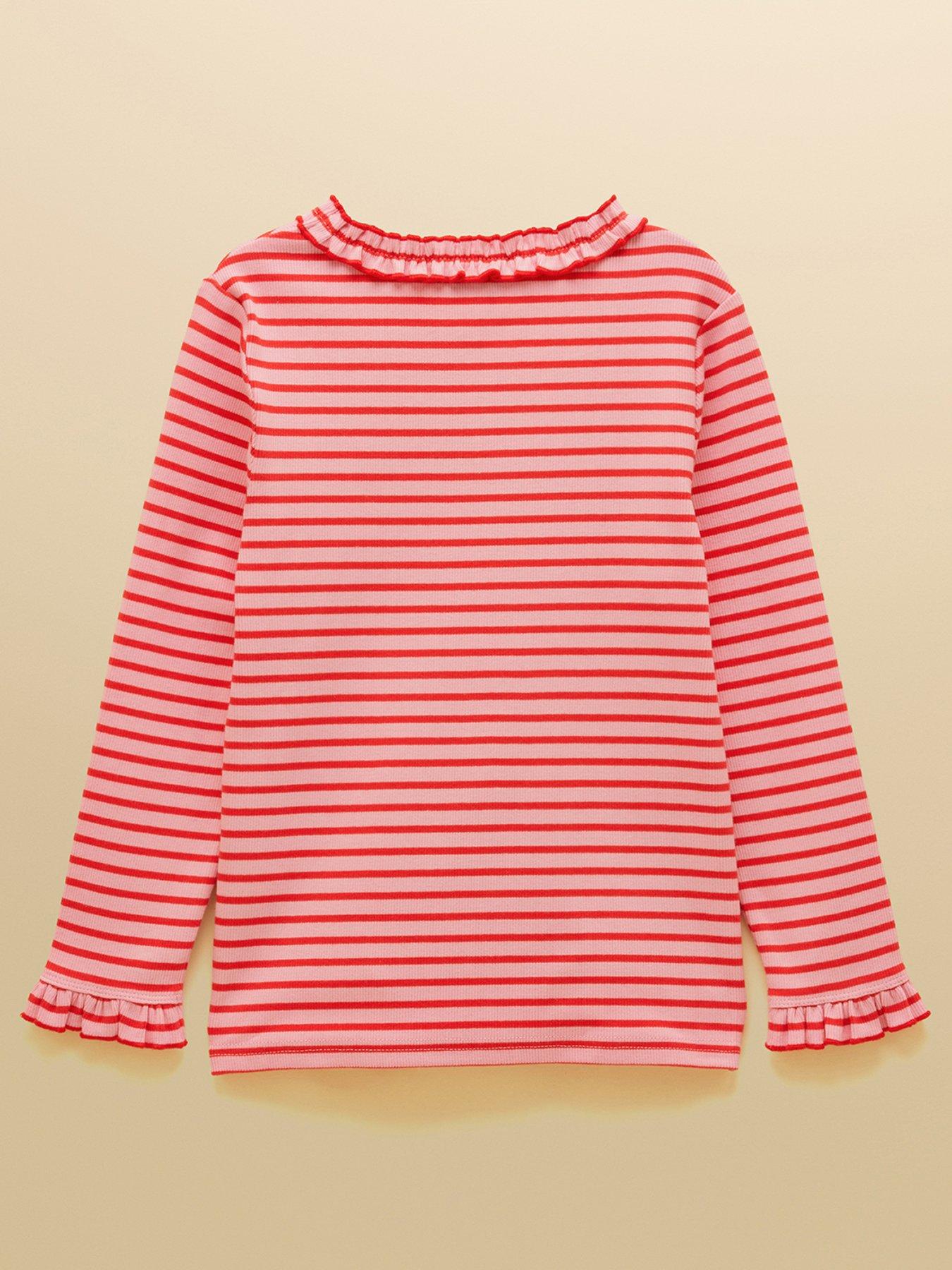 Image 2 of 5 of Joules Girls Sophie Long Sleeve Co-Ord Stripe T-shirt - Pink