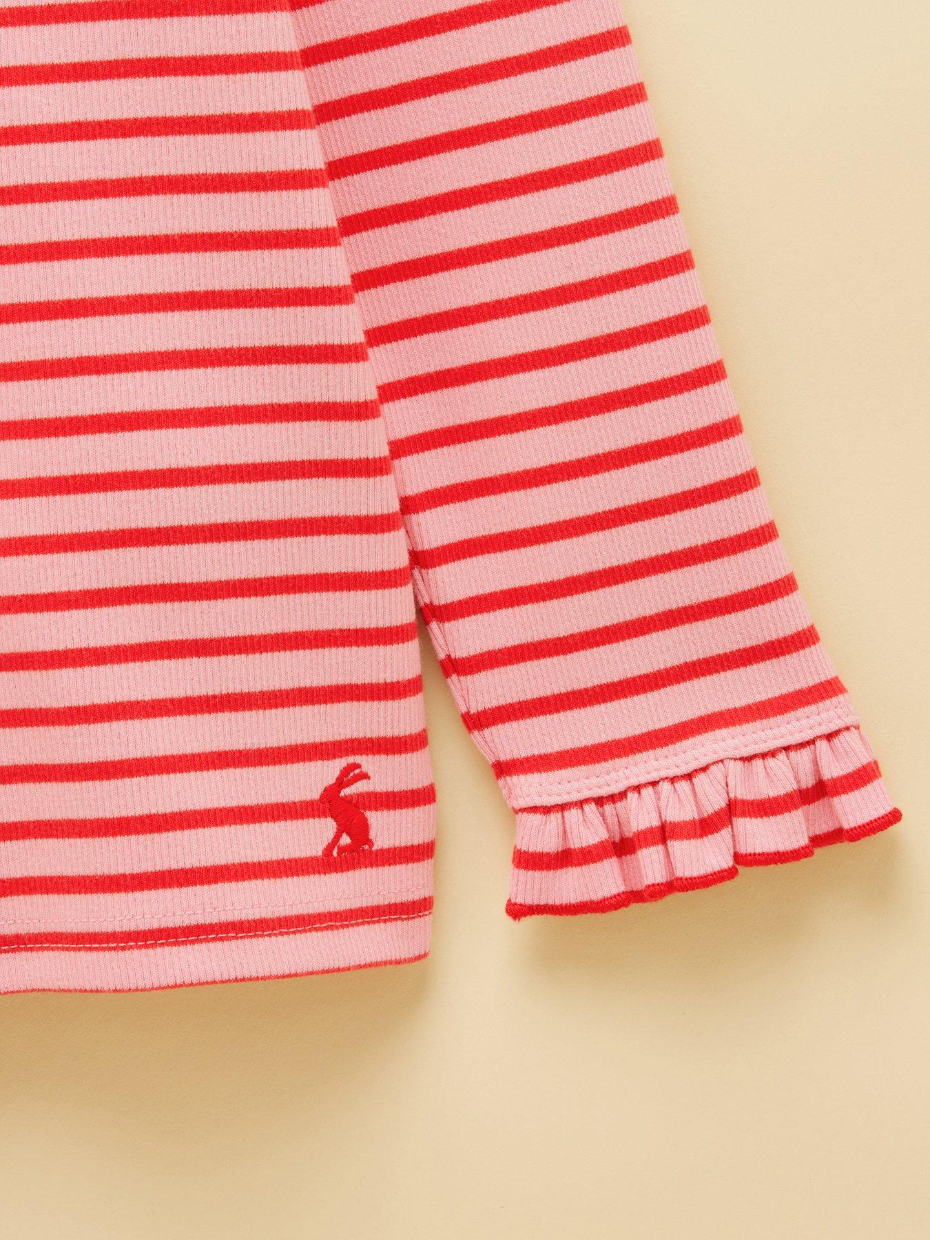 Image 3 of 5 of Joules Girls Sophie Long Sleeve Co-Ord Stripe T-shirt - Pink