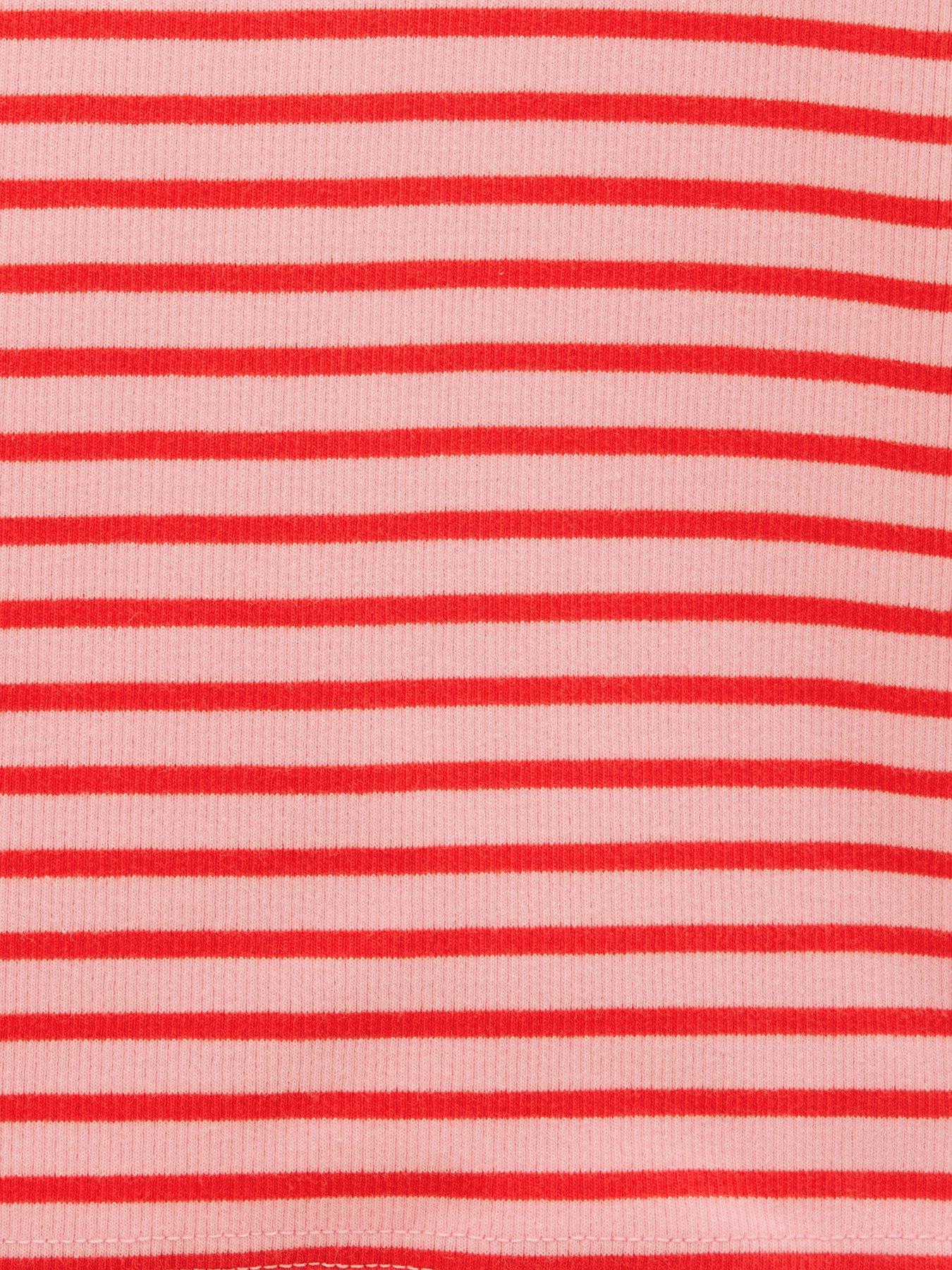 Image 4 of 5 of Joules Girls Sophie Long Sleeve Co-Ord Stripe T-shirt - Pink