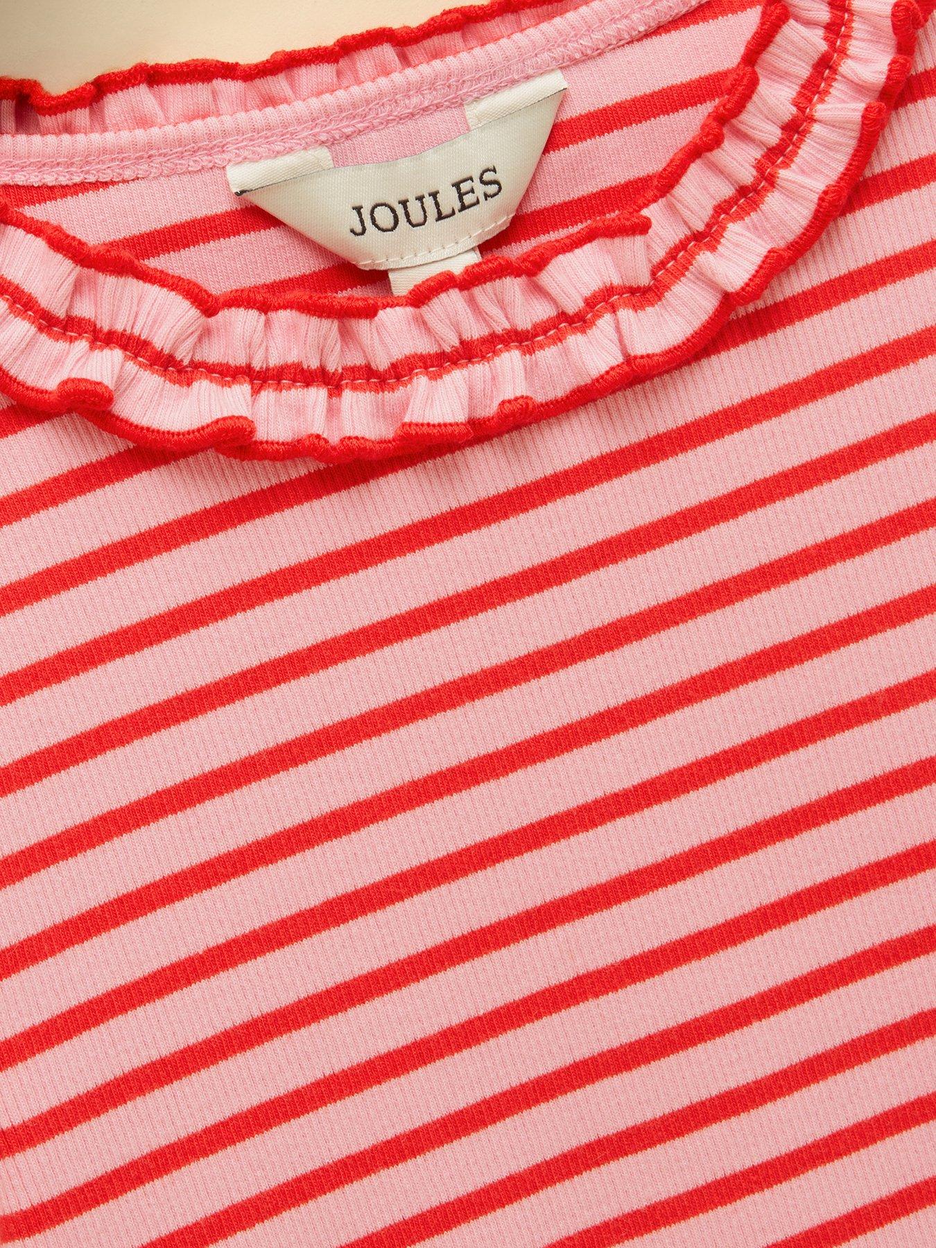 Image 5 of 5 of Joules Girls Sophie Long Sleeve Co-Ord Stripe T-shirt - Pink