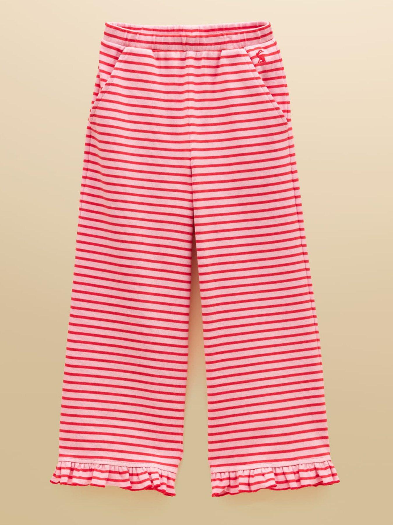 Joules Girls Sophie Rib Frill Co-ord Trousers - Pink