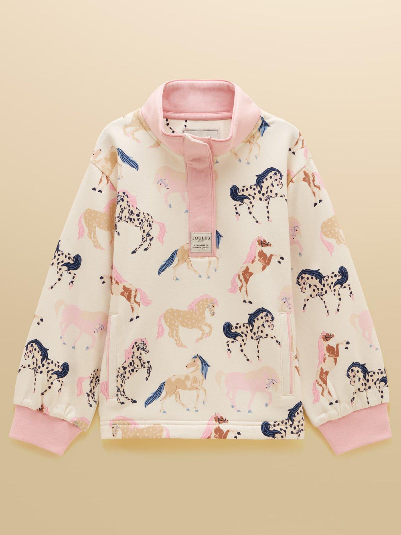 Joules Girls Burnham Horse Print Sweat - Cream