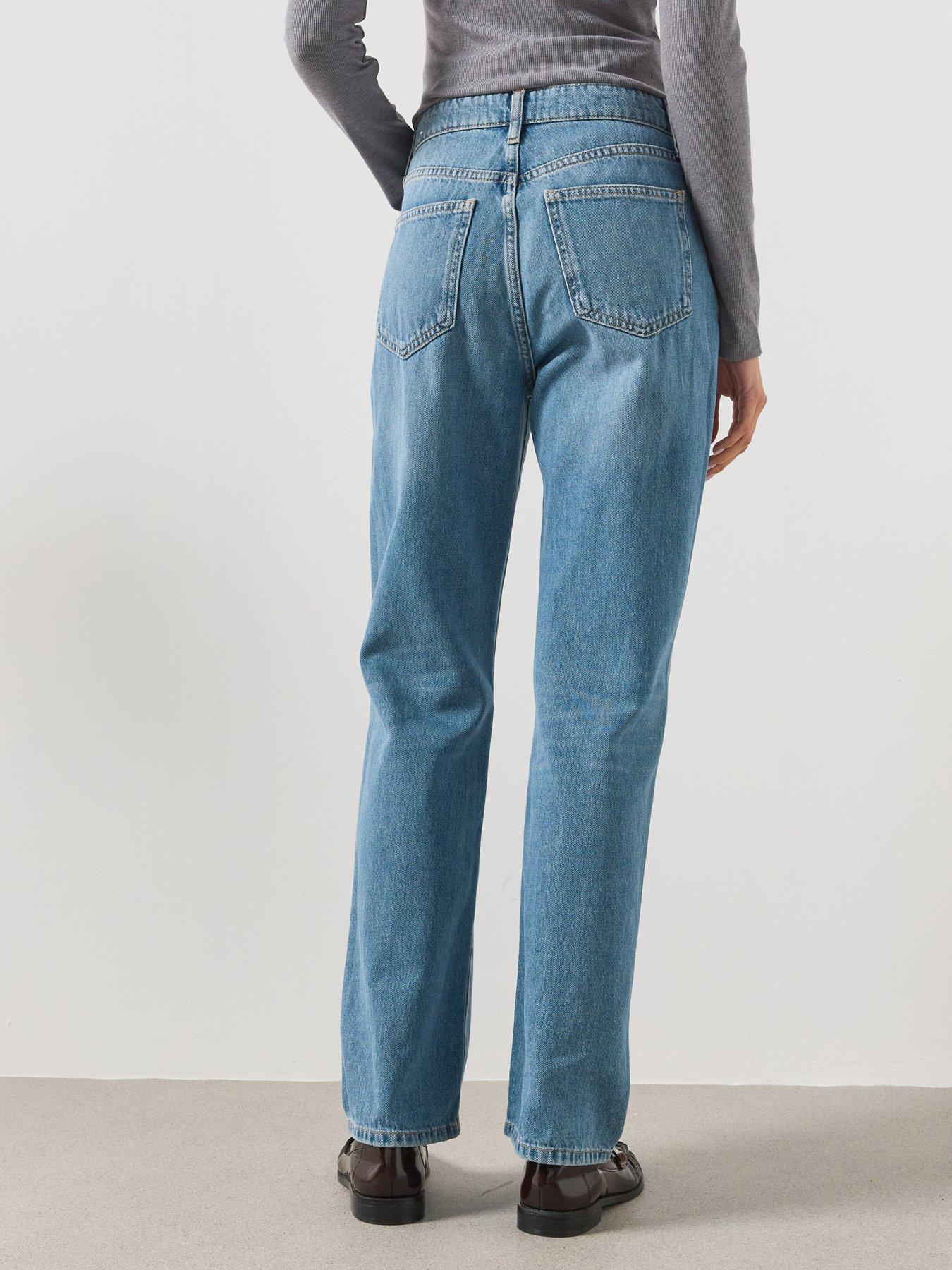 Image 2 of 6 of Mango Women's High Waisted Straight Leg Jeans - Blue