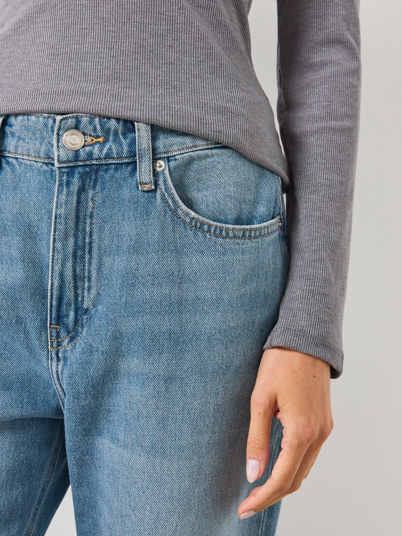Image 4 of 6 of Mango Women's High Waisted Straight Leg Jeans - Blue