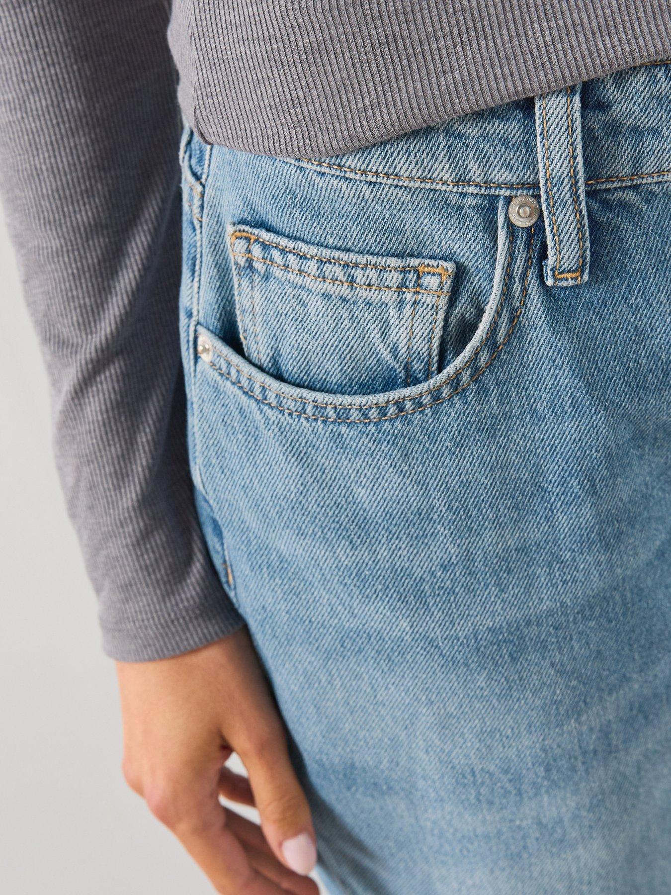 Image 5 of 6 of Mango Women's High Waisted Straight Leg Jeans - Blue