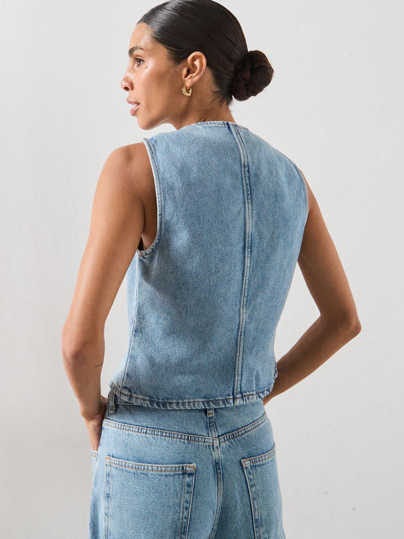 Image 2 of 6 of Mango Toggle Denim Co-Ord Top &nbsp;- Blue