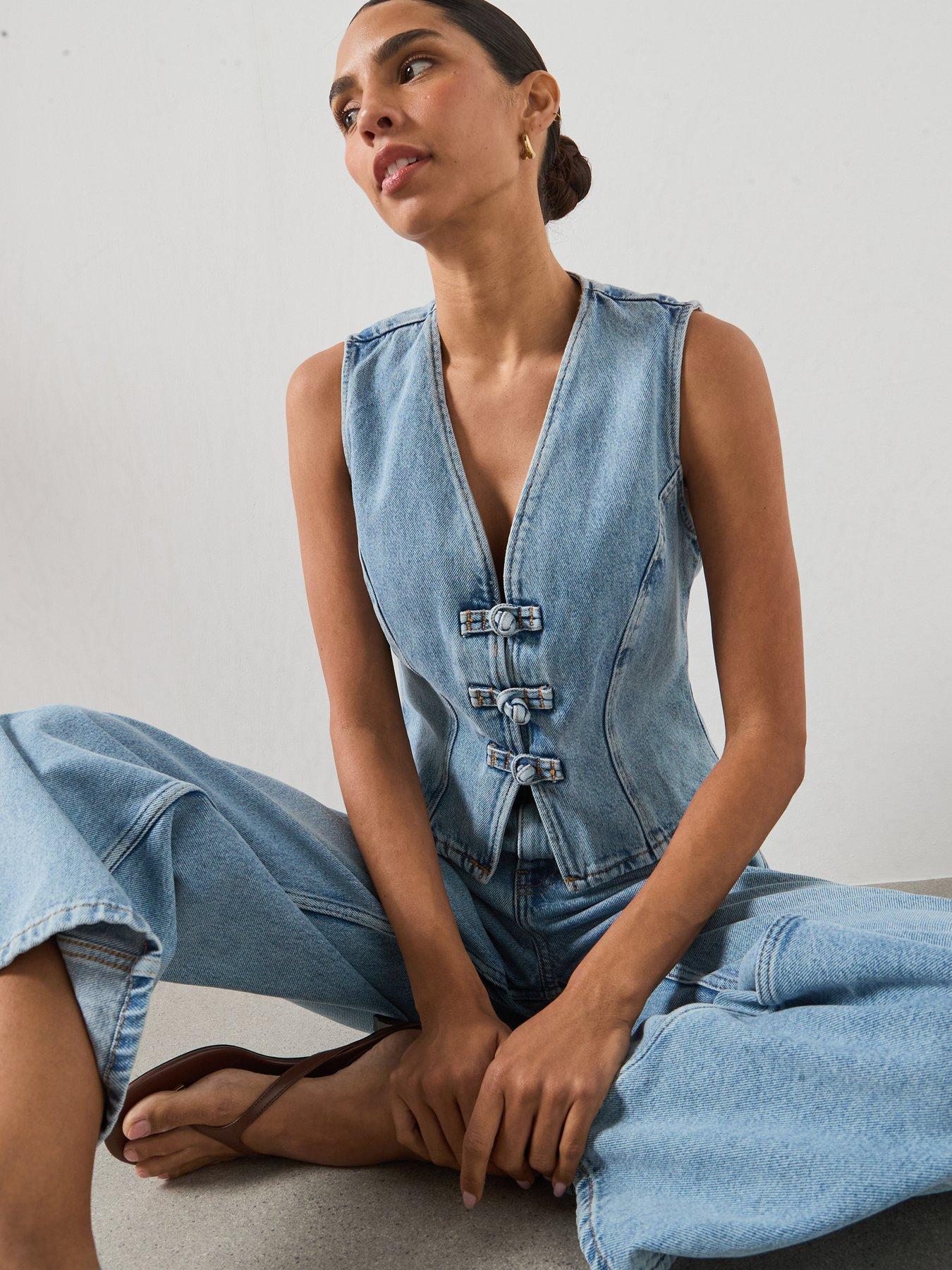 Image 6 of 6 of Mango Toggle Denim Co-Ord Top &nbsp;- Blue