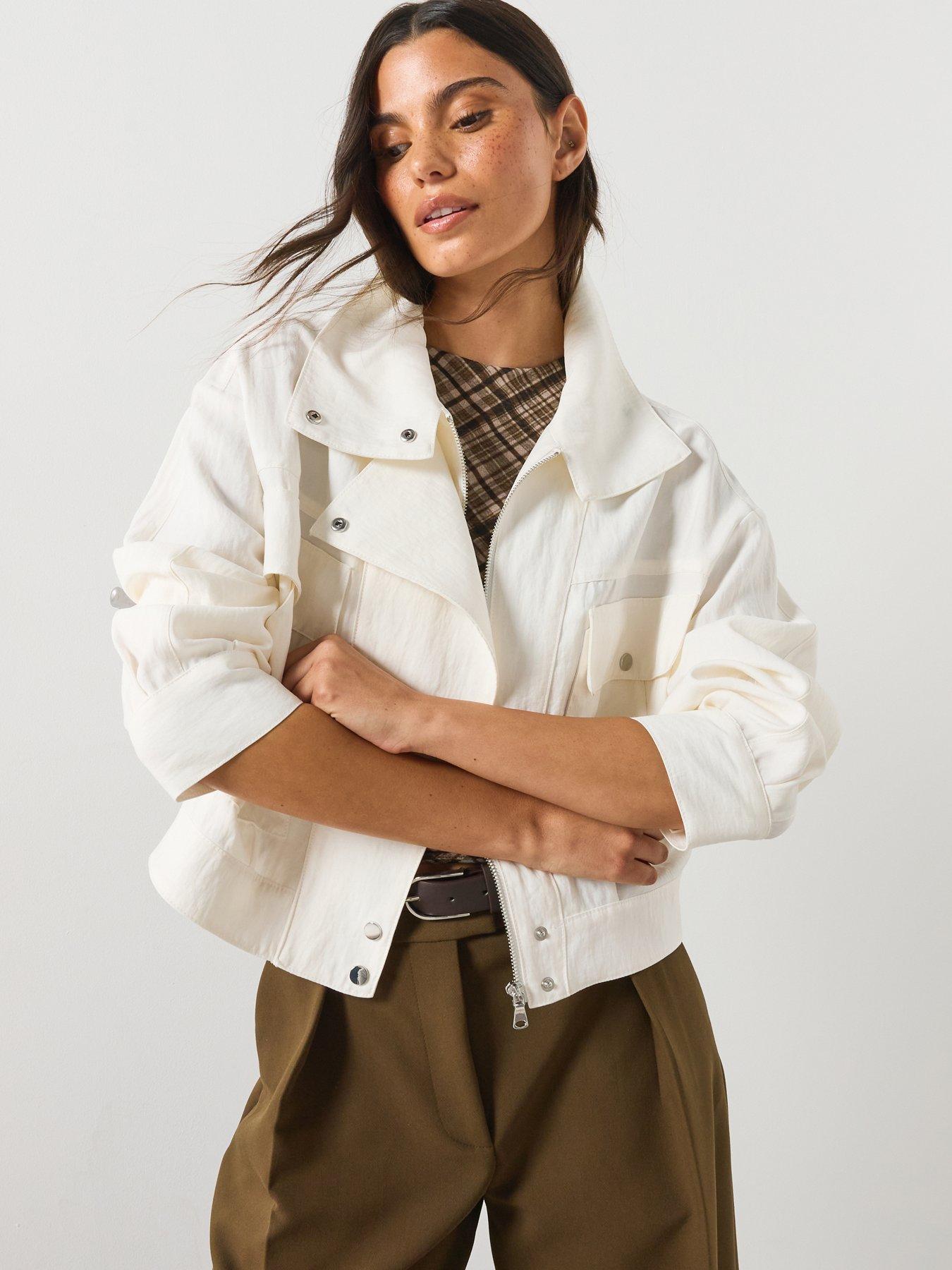 Mango Funnel-neck Bomber Jacket - White