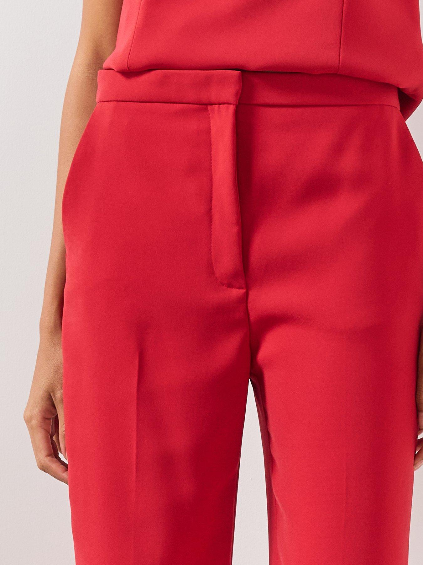 Image 4 of 6 of Mango High-waist Suits Co-ord Trousers - Red