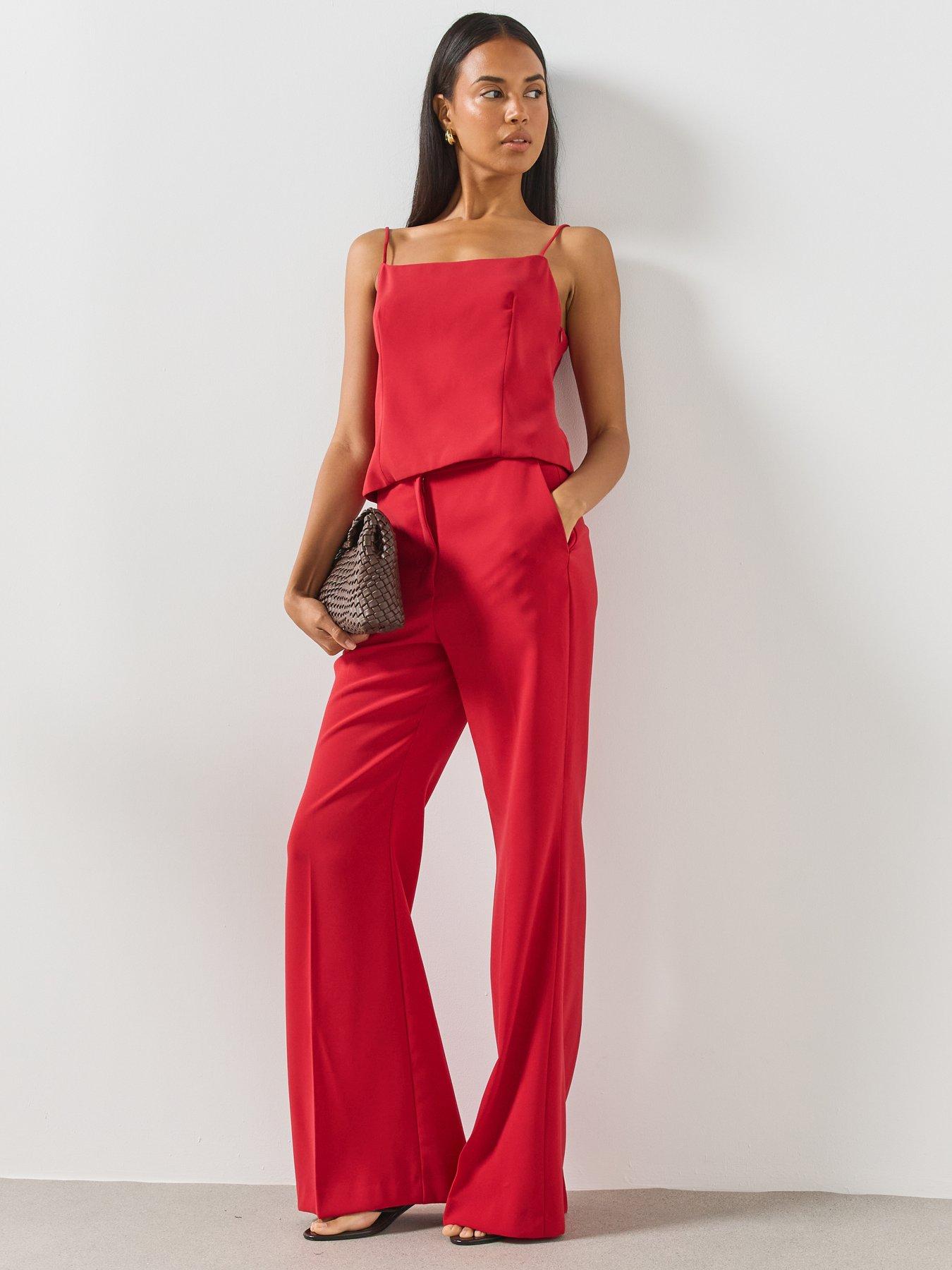 Image 5 of 6 of Mango High-waist Suits Co-ord Trousers - Red