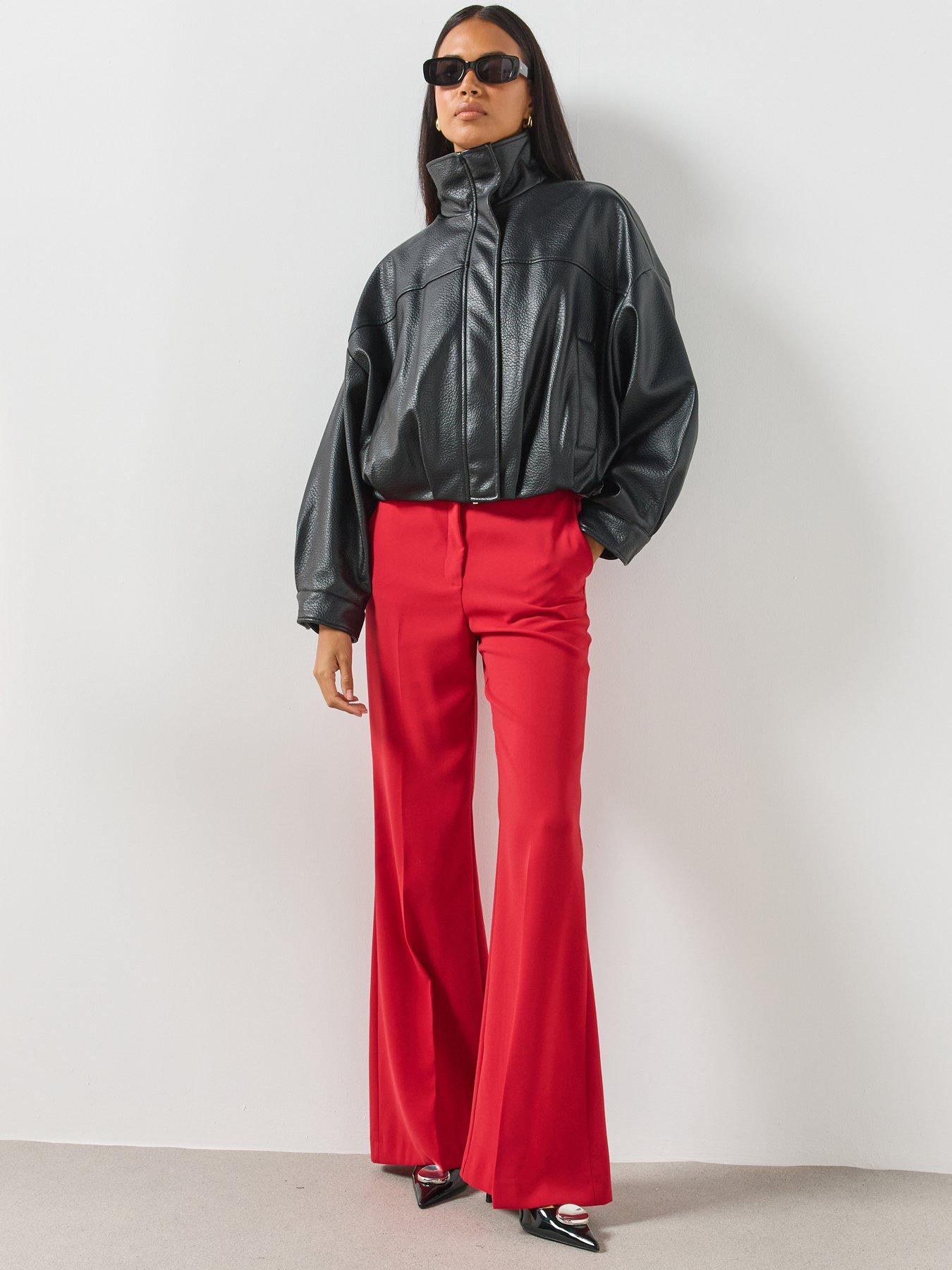 Image 6 of 6 of Mango High-waist Suits Co-ord Trousers - Red