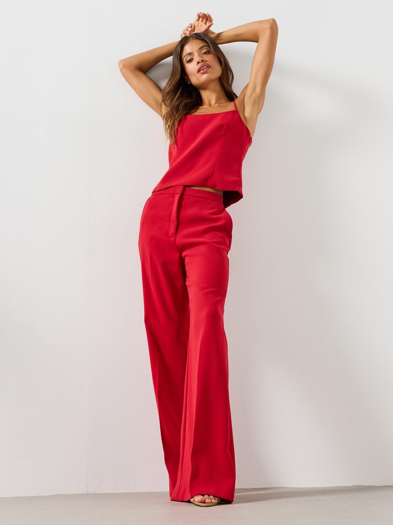 Image 3 of 6 of Mango Plain Strapless Co-Ord Top - Red