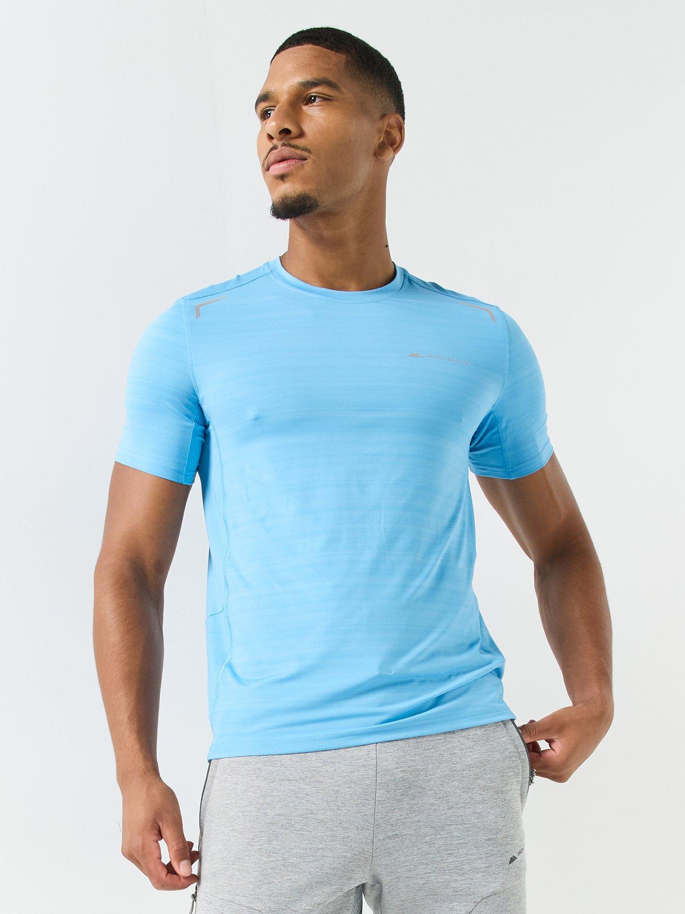 Image 1 of 6 of Monterrain Mens Space Dye Stretch Reflective Detail T-Shirt - Blue