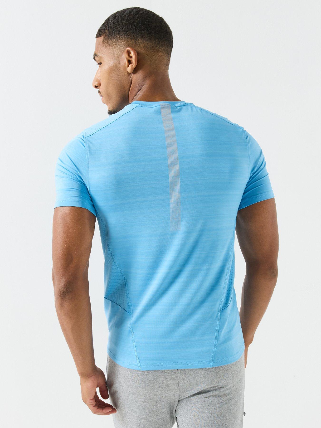 Image 2 of 6 of Monterrain Mens Space Dye Stretch Reflective Detail T-Shirt - Blue