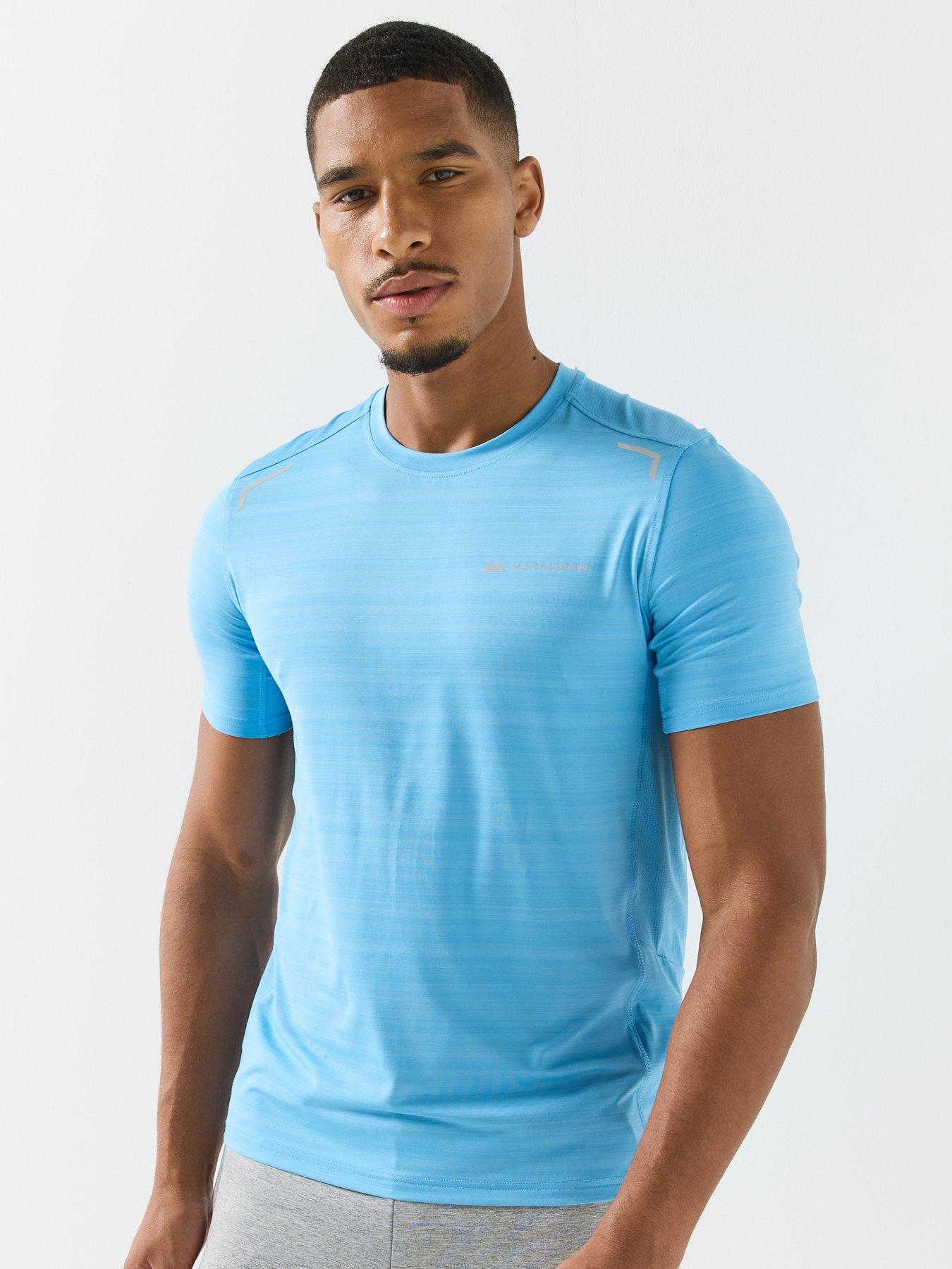Image 4 of 6 of Monterrain Mens Space Dye Stretch Reflective Detail T-Shirt - Blue