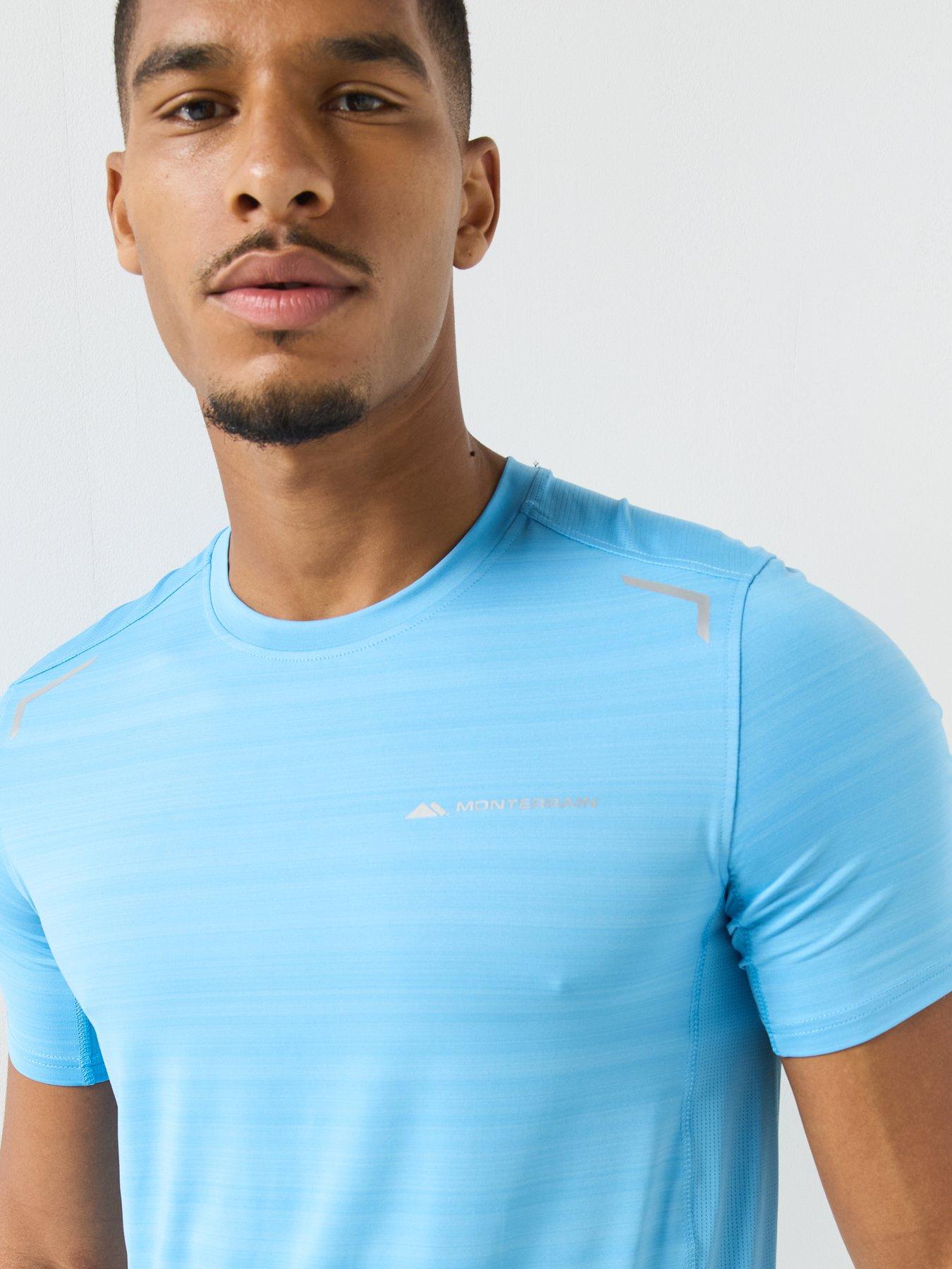 Image 5 of 6 of Monterrain Mens Space Dye Stretch Reflective Detail T-Shirt - Blue