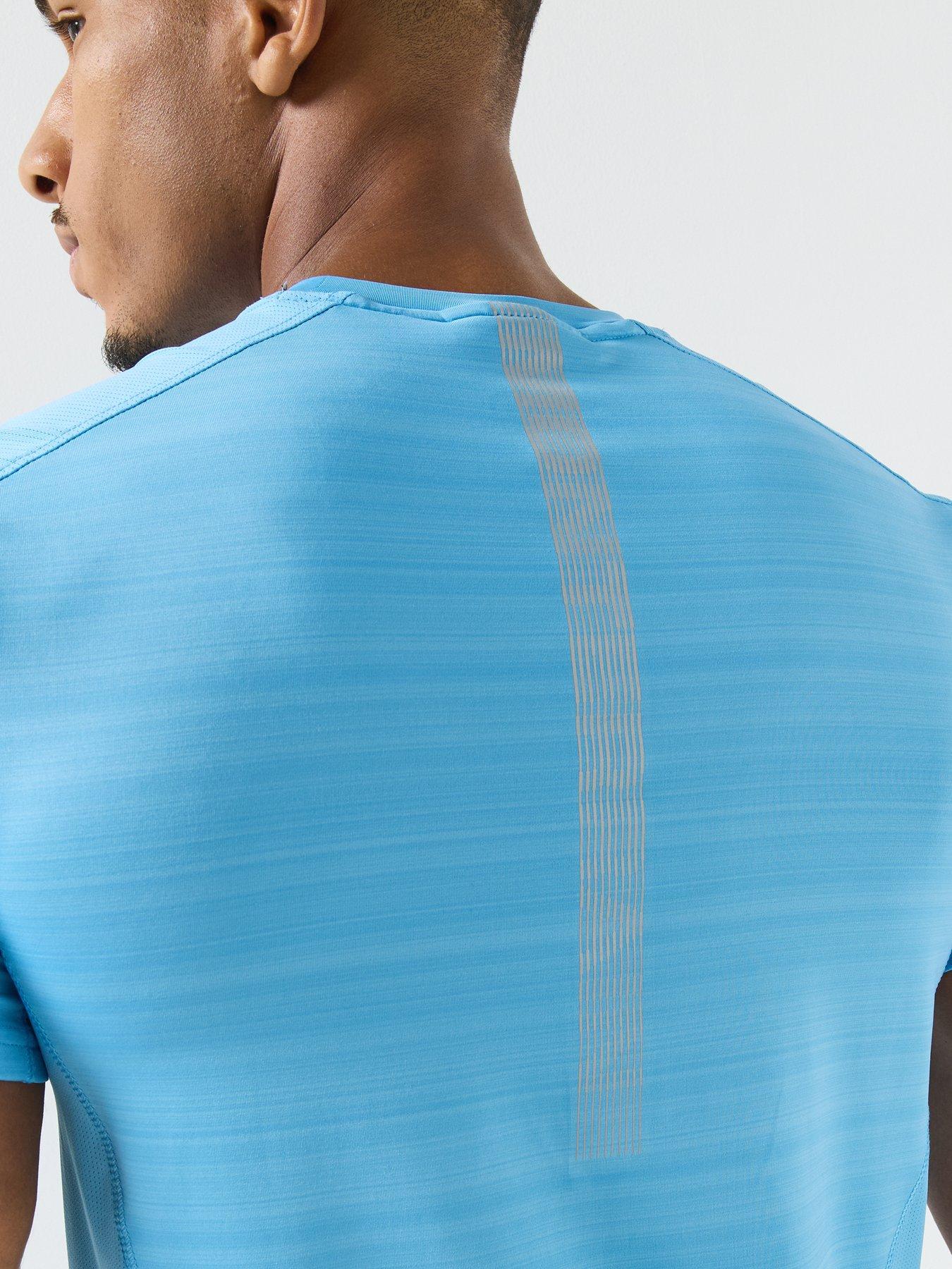 Image 6 of 6 of Monterrain Mens Space Dye Stretch Reflective Detail T-Shirt - Blue