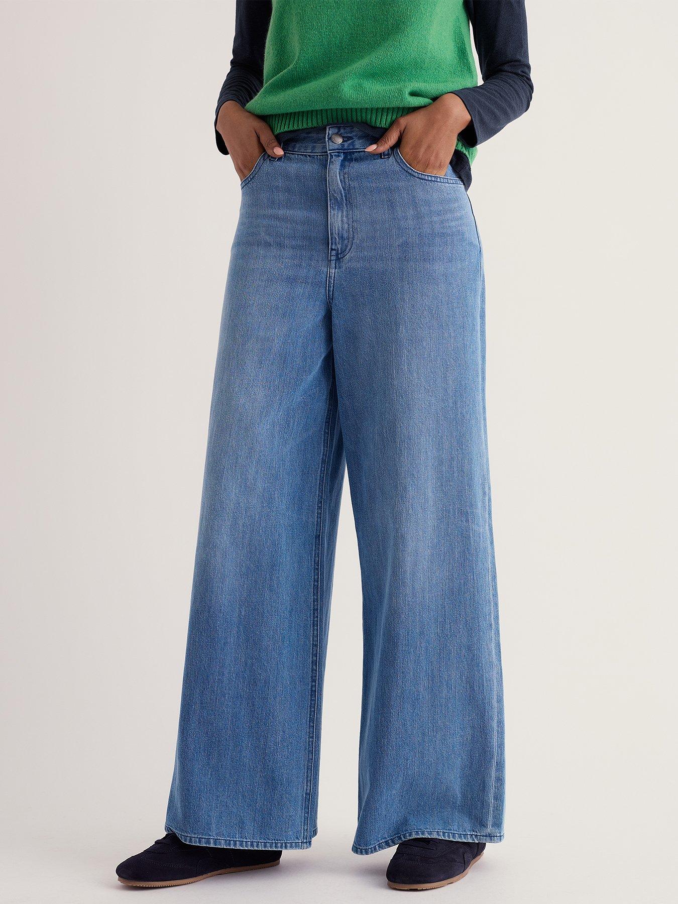Image 1 of 5 of Seasalt Cornwall Womens Wide Leg High Rise Jeans - Blue