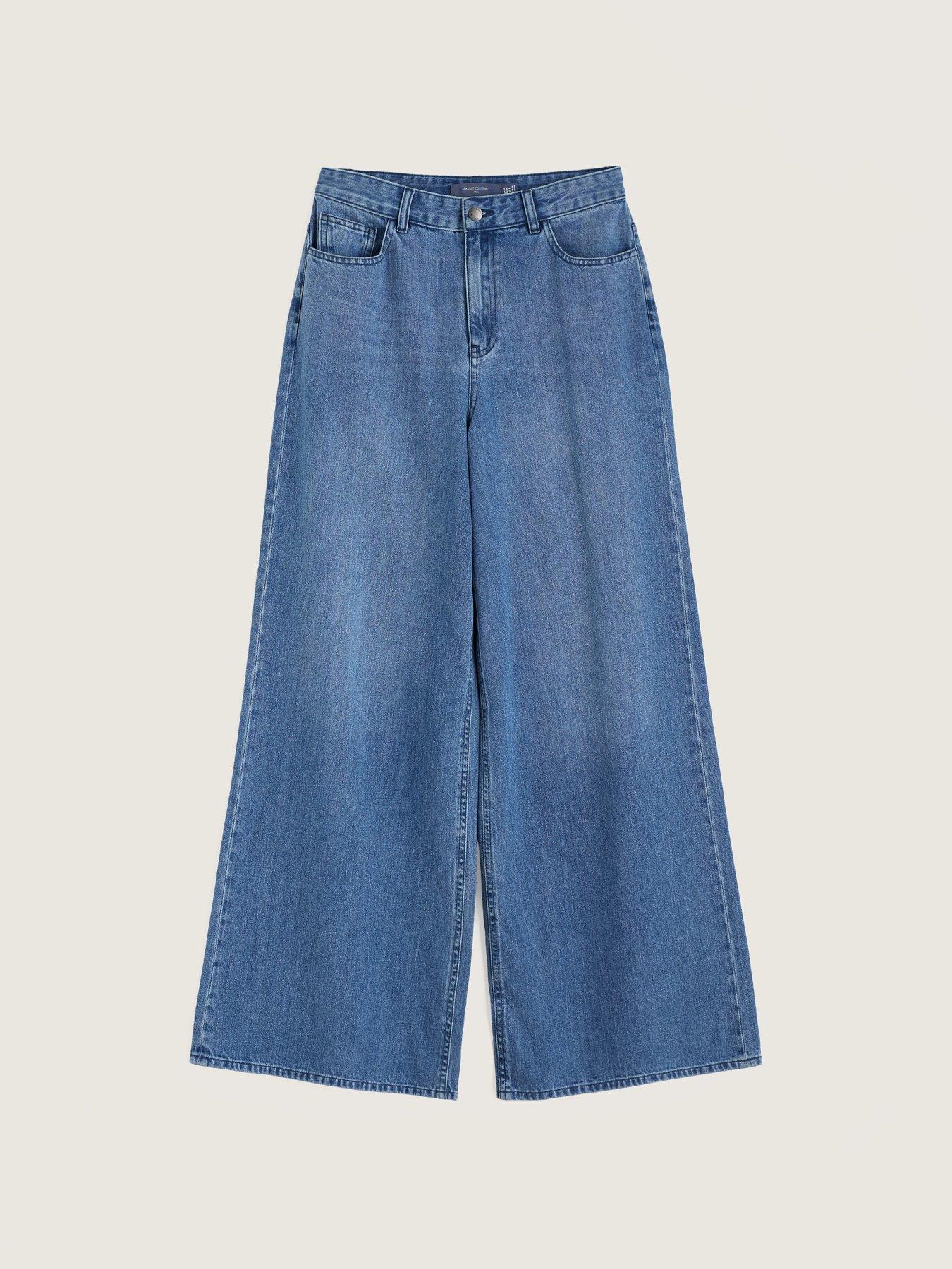 Image 4 of 5 of Seasalt Cornwall Womens Wide Leg High Rise Jeans - Blue