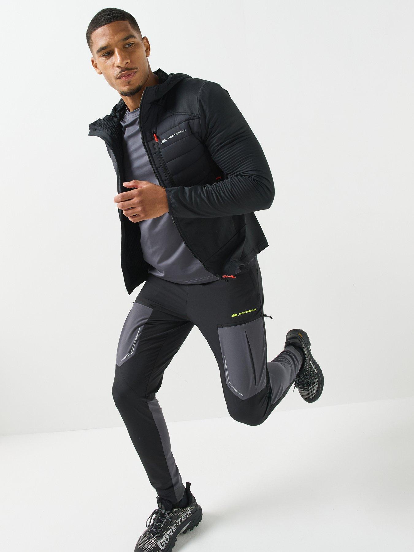 Image 3 of 6 of Monterrain Mens Woven Stretch Zip Pocket Running Pants - Black