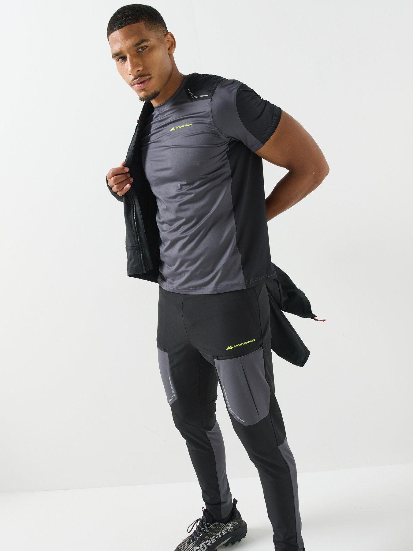 Image 4 of 6 of Monterrain Mens Woven Stretch Zip Pocket Running Pants - Black