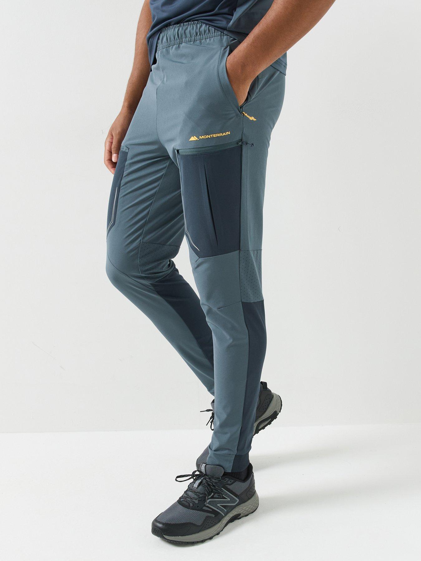 Image 1 of 6 of Monterrain Mens Stretch Woven Zipped Pockets Tapered Running Pants - Grey