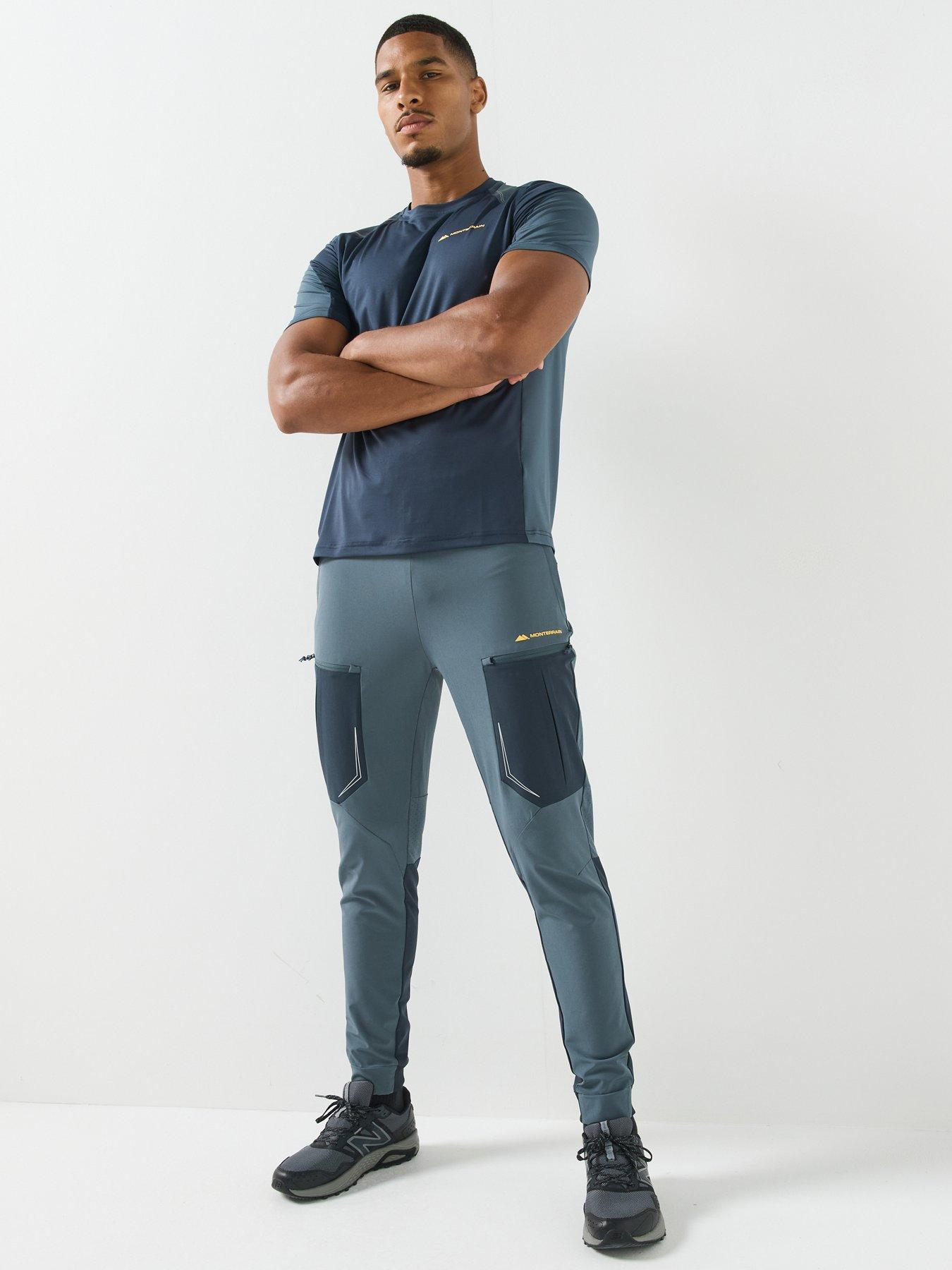 Image 3 of 6 of Monterrain Mens Stretch Woven Zipped Pockets Tapered Running Pants - Grey