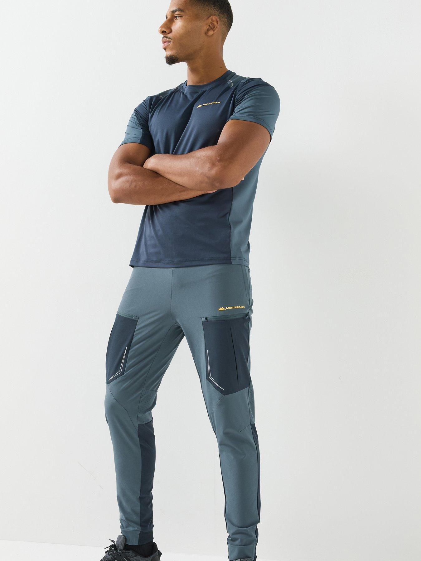 Image 4 of 6 of Monterrain Mens Stretch Woven Zipped Pockets Tapered Running Pants - Grey