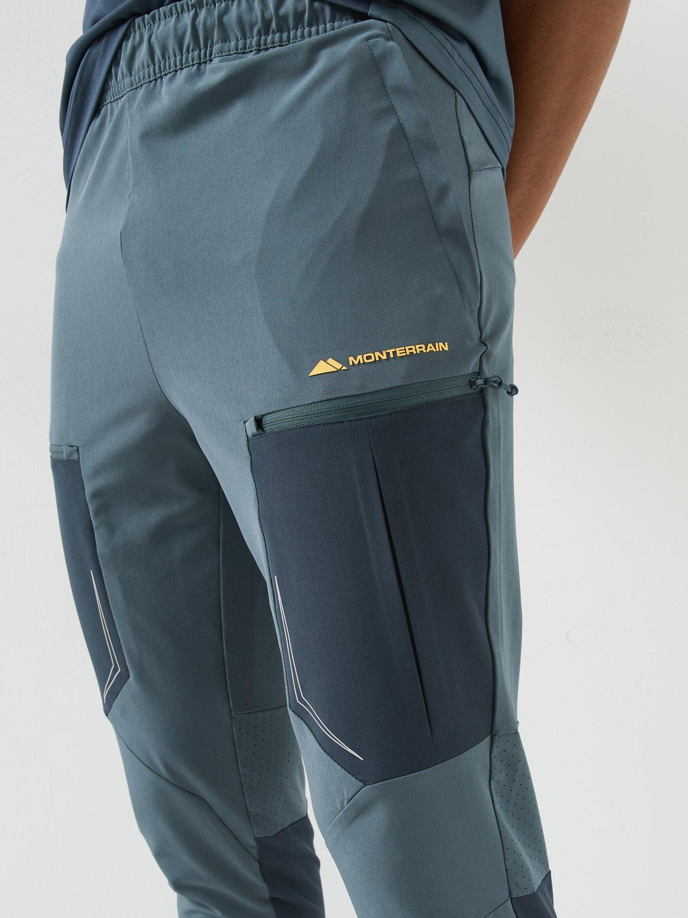 Image 5 of 6 of Monterrain Mens Stretch Woven Zipped Pockets Tapered Running Pants - Grey