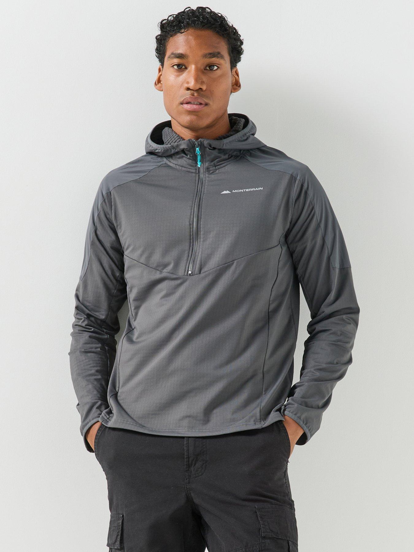 Image 1 of 5 of Monterrain Mens Dinar Gridded 1/4 Zip Hood - Grey