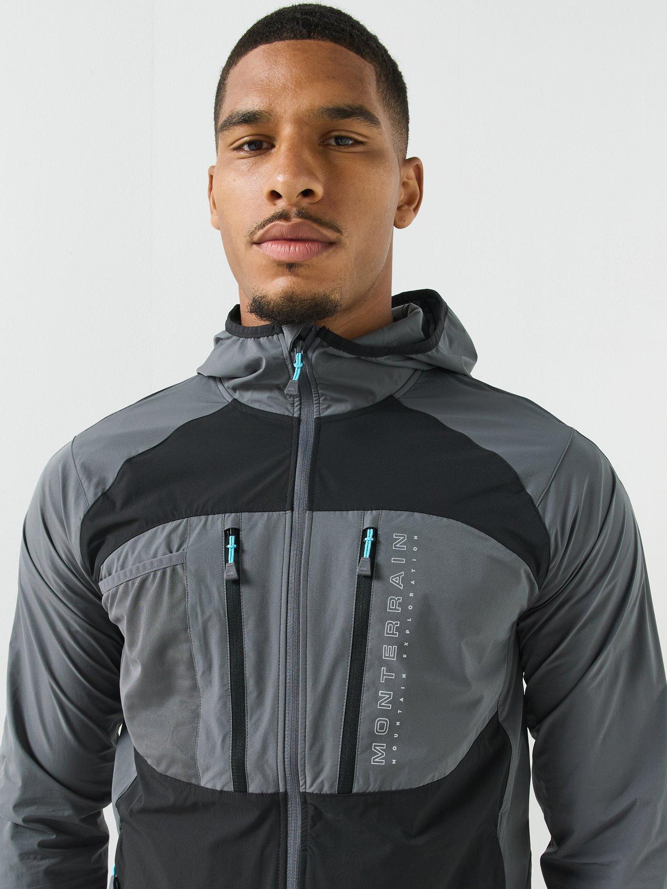 Image 6 of 6 of Monterrain Mens Woven Full Zip Hooded Jacket - Grey