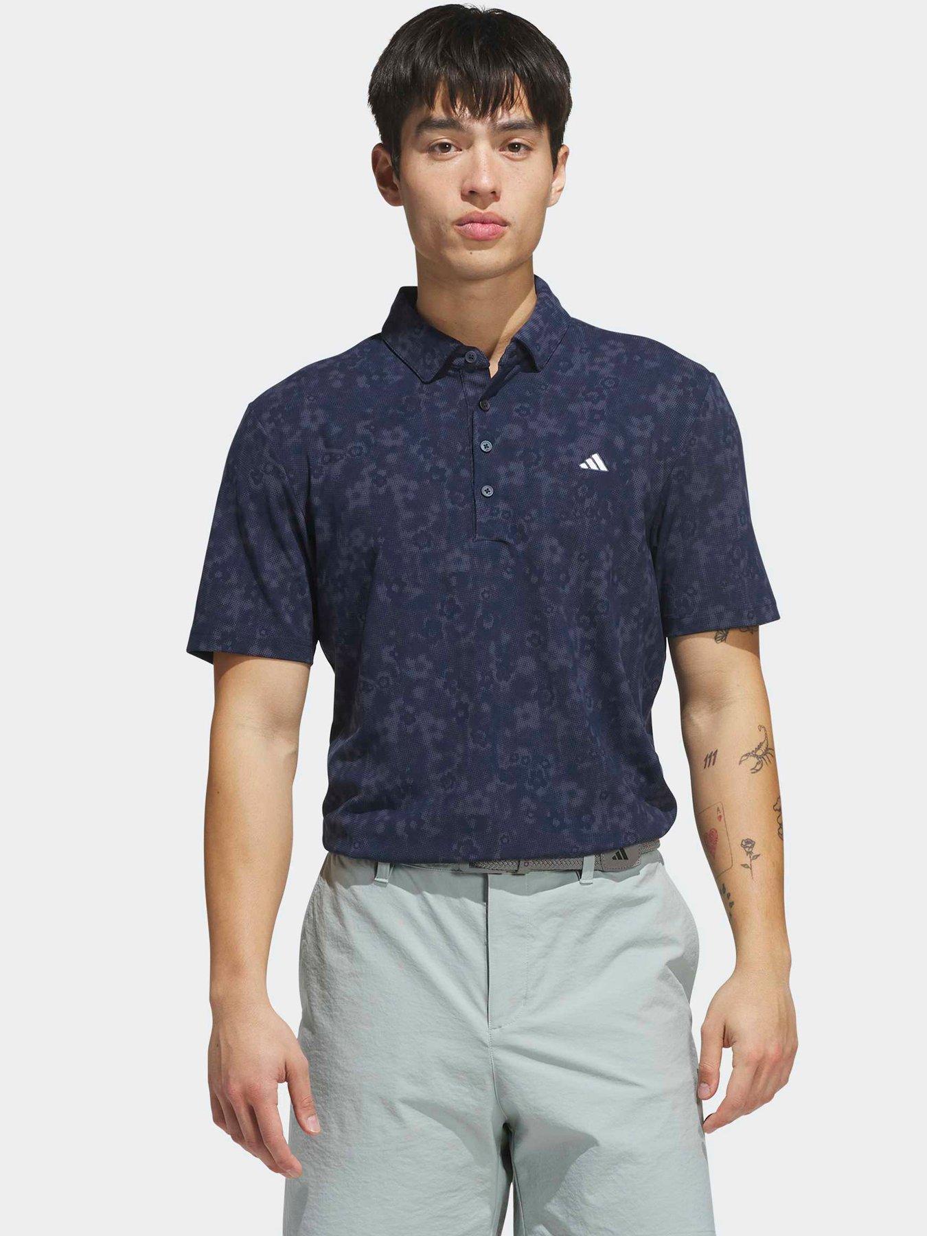adidas Mens Golf Ultimate 365 Blossom Print Polo Shirt - Navy
