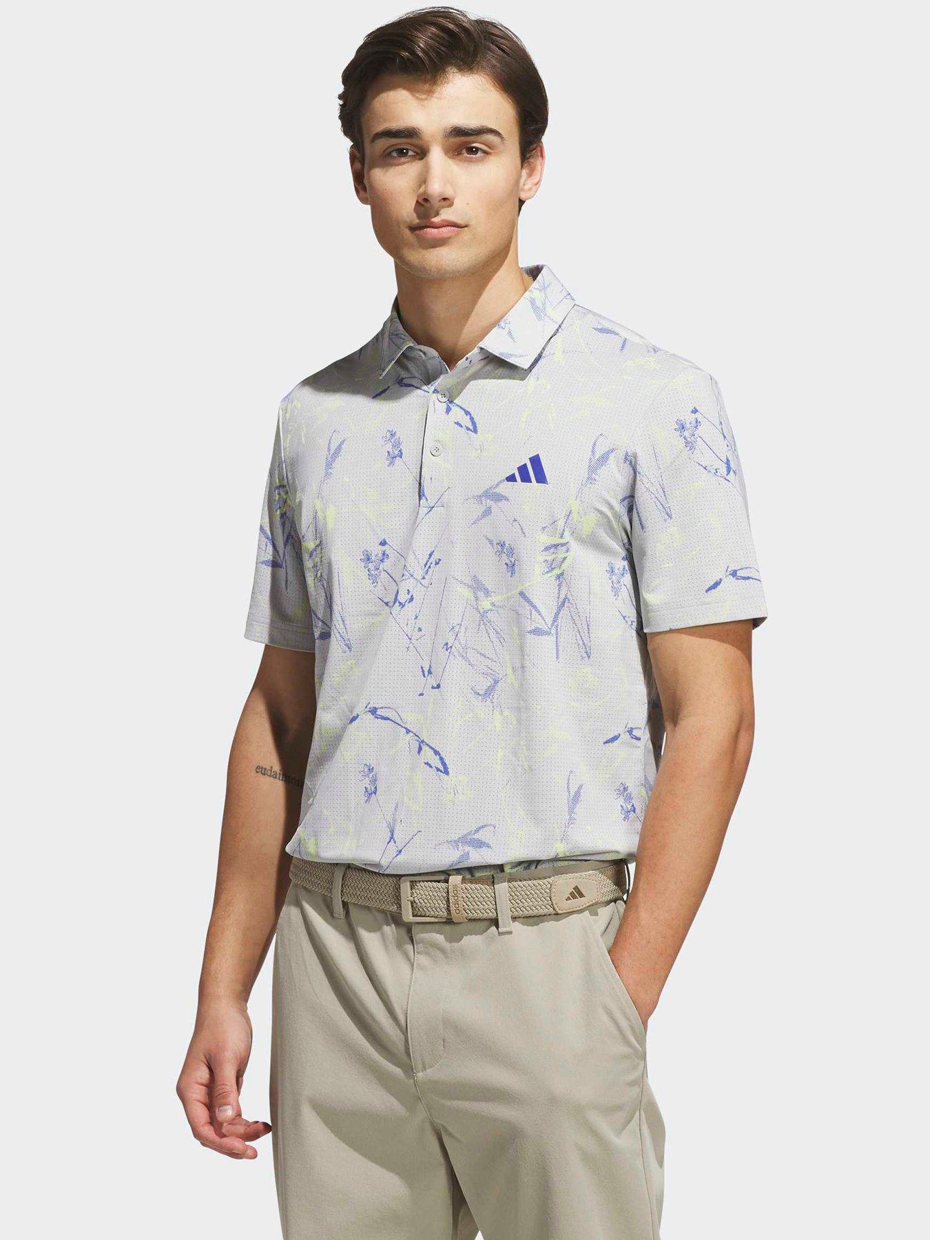 adidas Mens Golf Ultimate 365 Print Polo Shirt - Blue